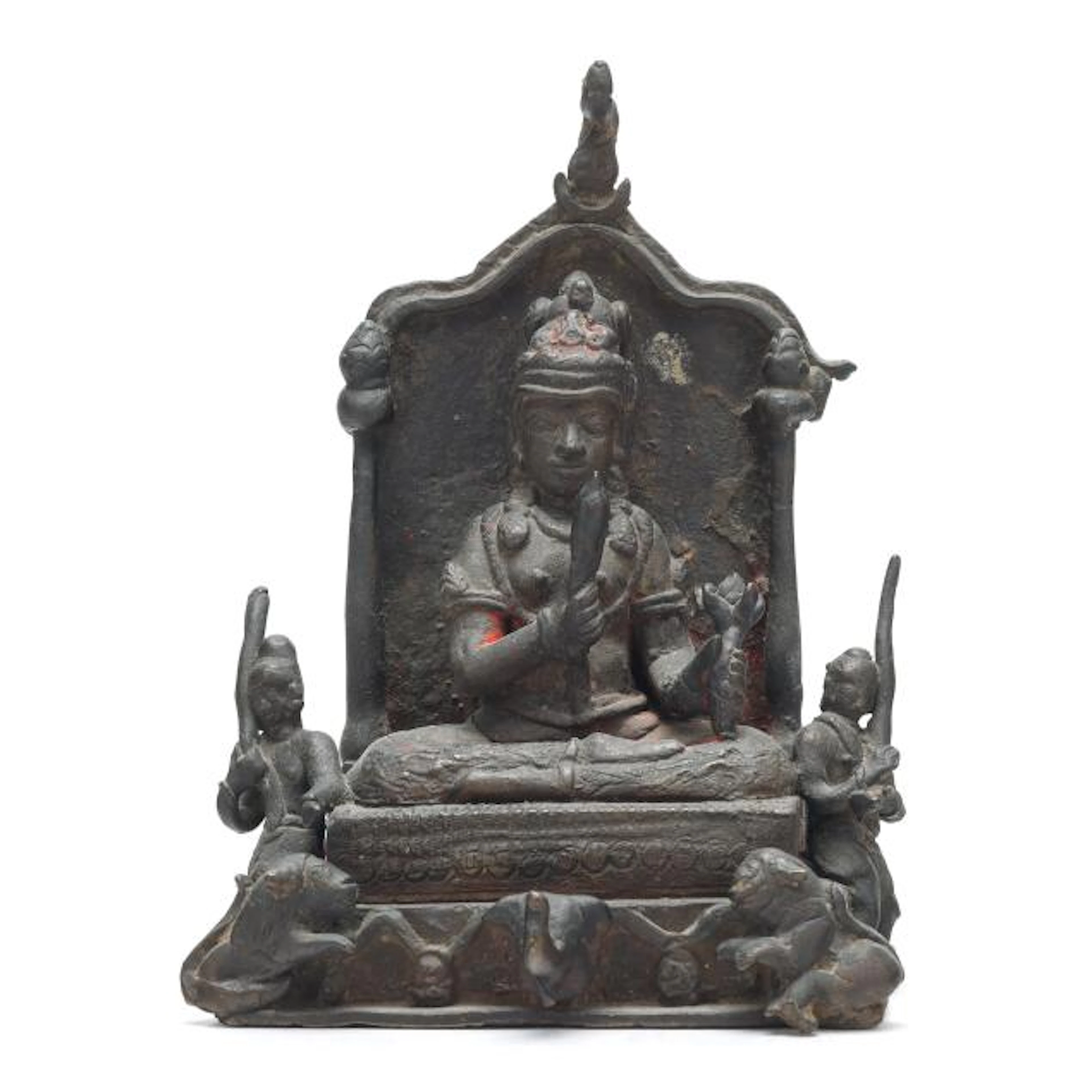 A Himalayan Bronze Female Deity Shrine Group