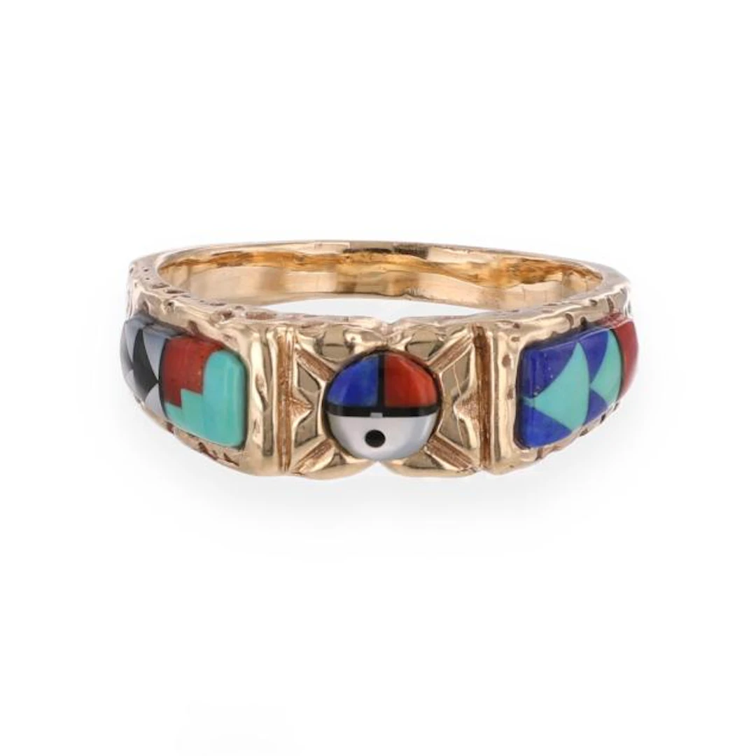 Gold and Inlaid Hardstone Ring