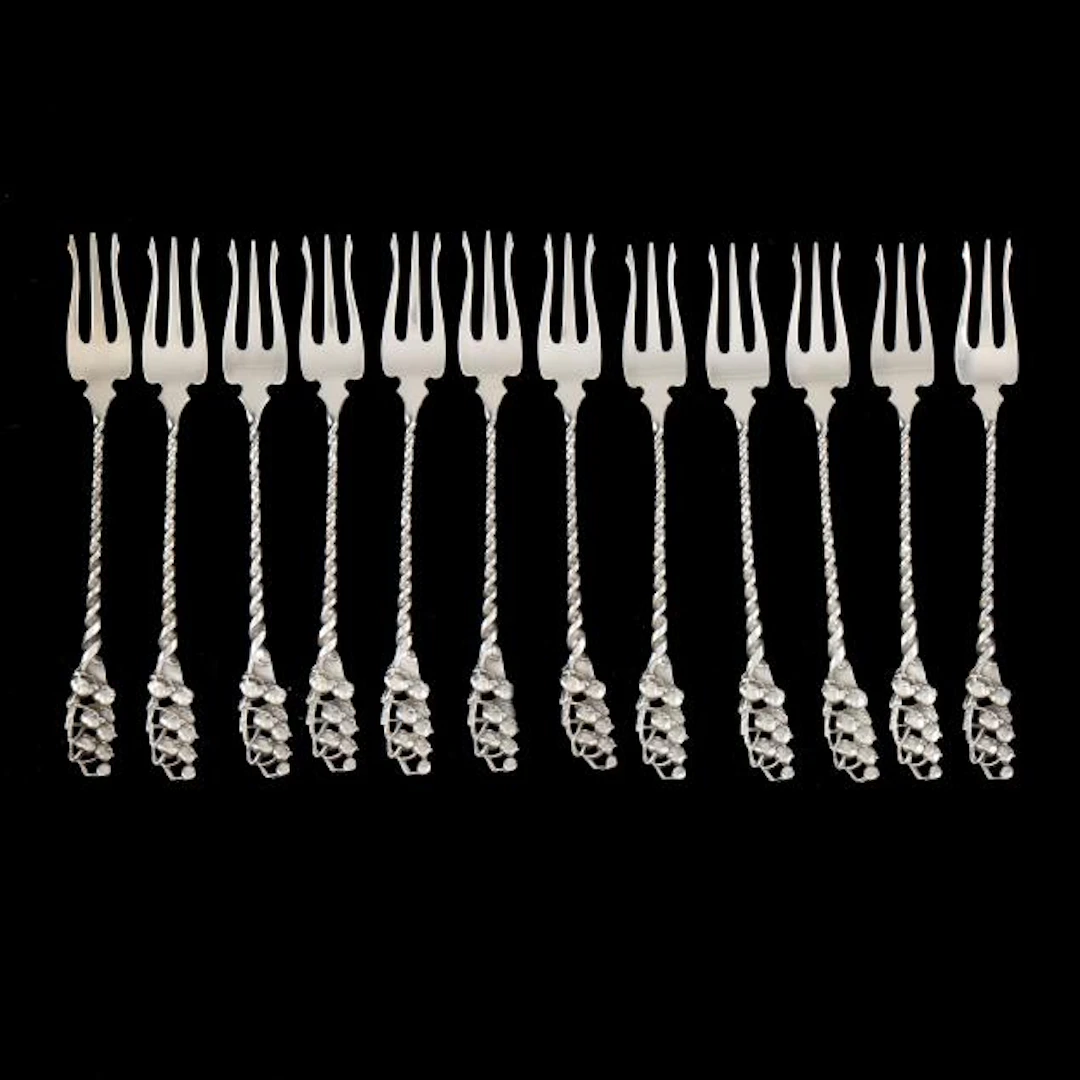 Set of Twelve Whiting Lily of the Valley Twisted Handle Sterling Silver