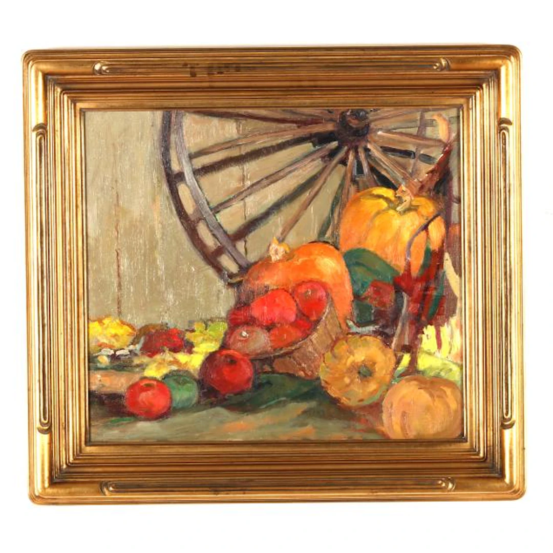 Helen Gapen Oehler (American, 1893-1979), Still Life with Pumpkins and Apples