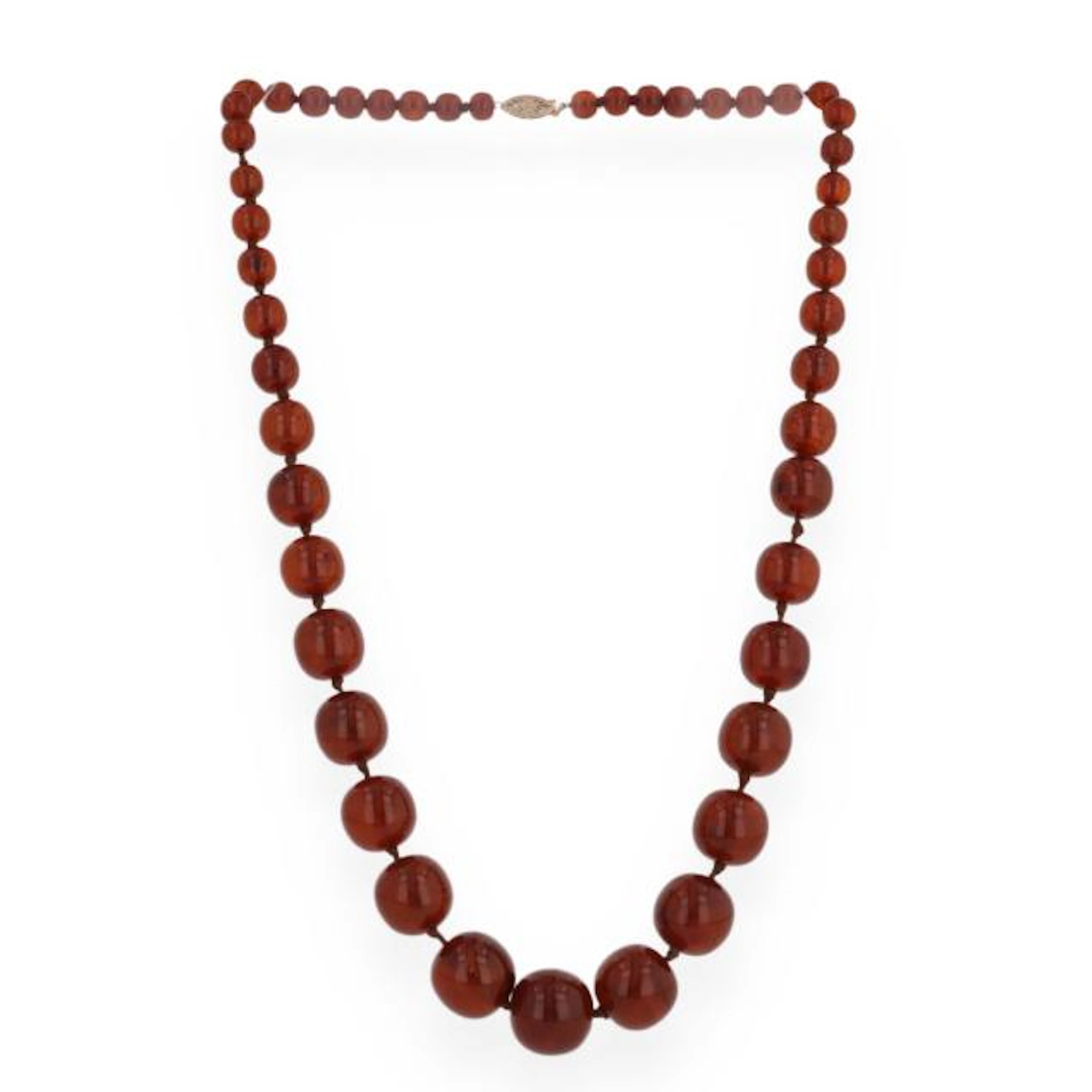 Gold and Graduated Amber Bead Necklace