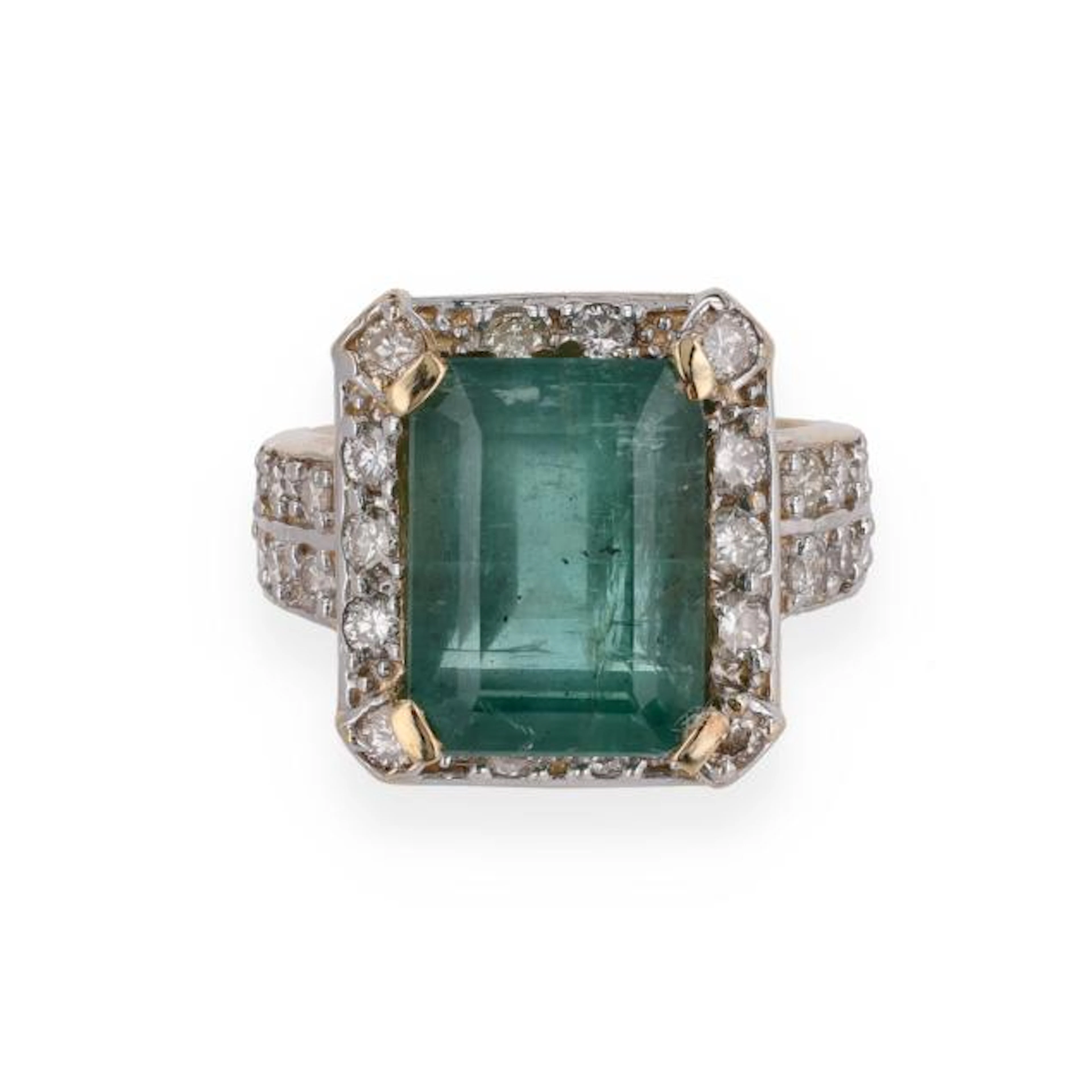 Gold, Emerald, and Diamond Ring