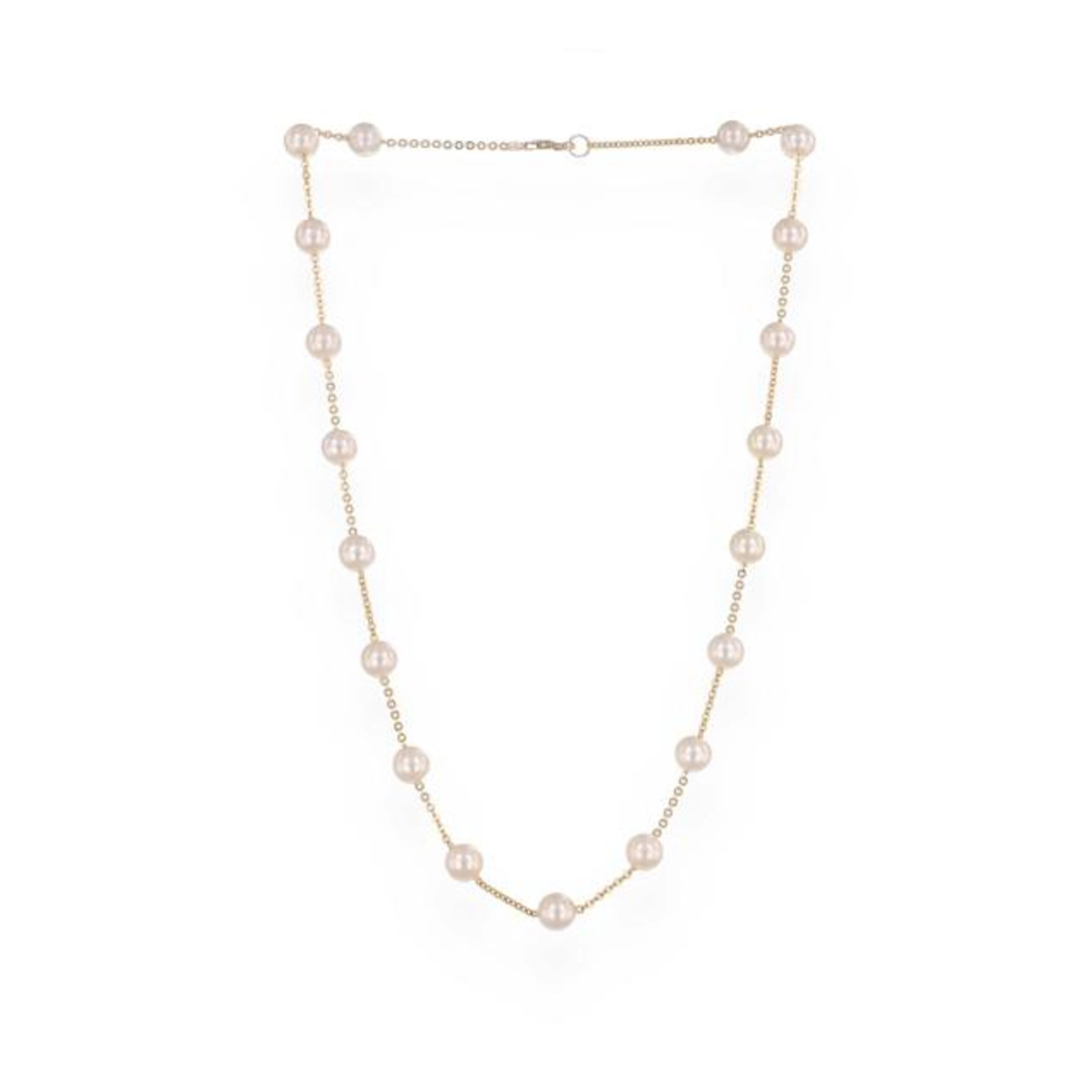 Gold and Pearl Station Necklace