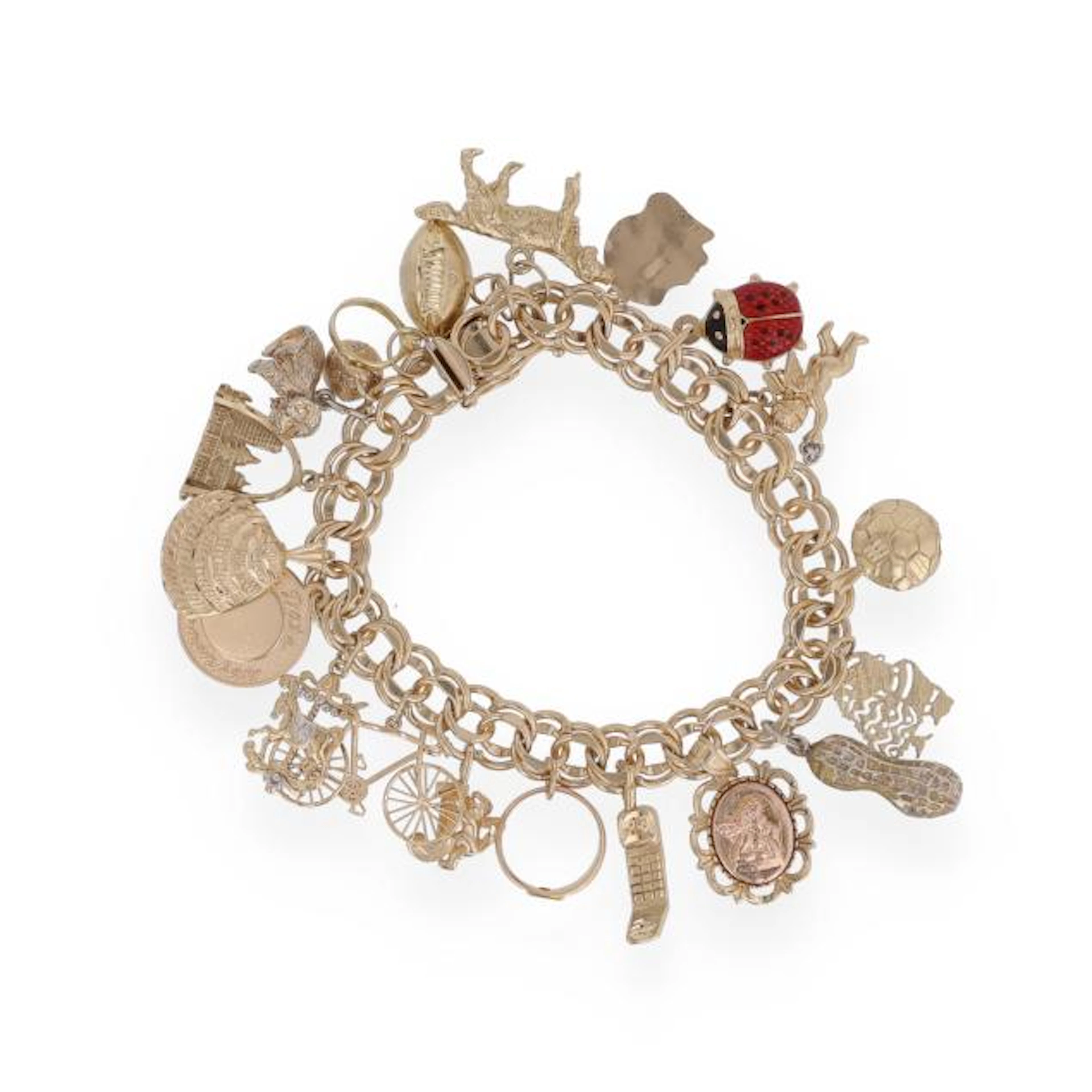 Vintage Gold Charm Bracelet with Charms