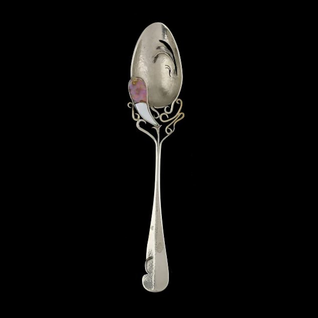 Austrian Silver-Plated Hand Wrought and Gem Set Tablespoon