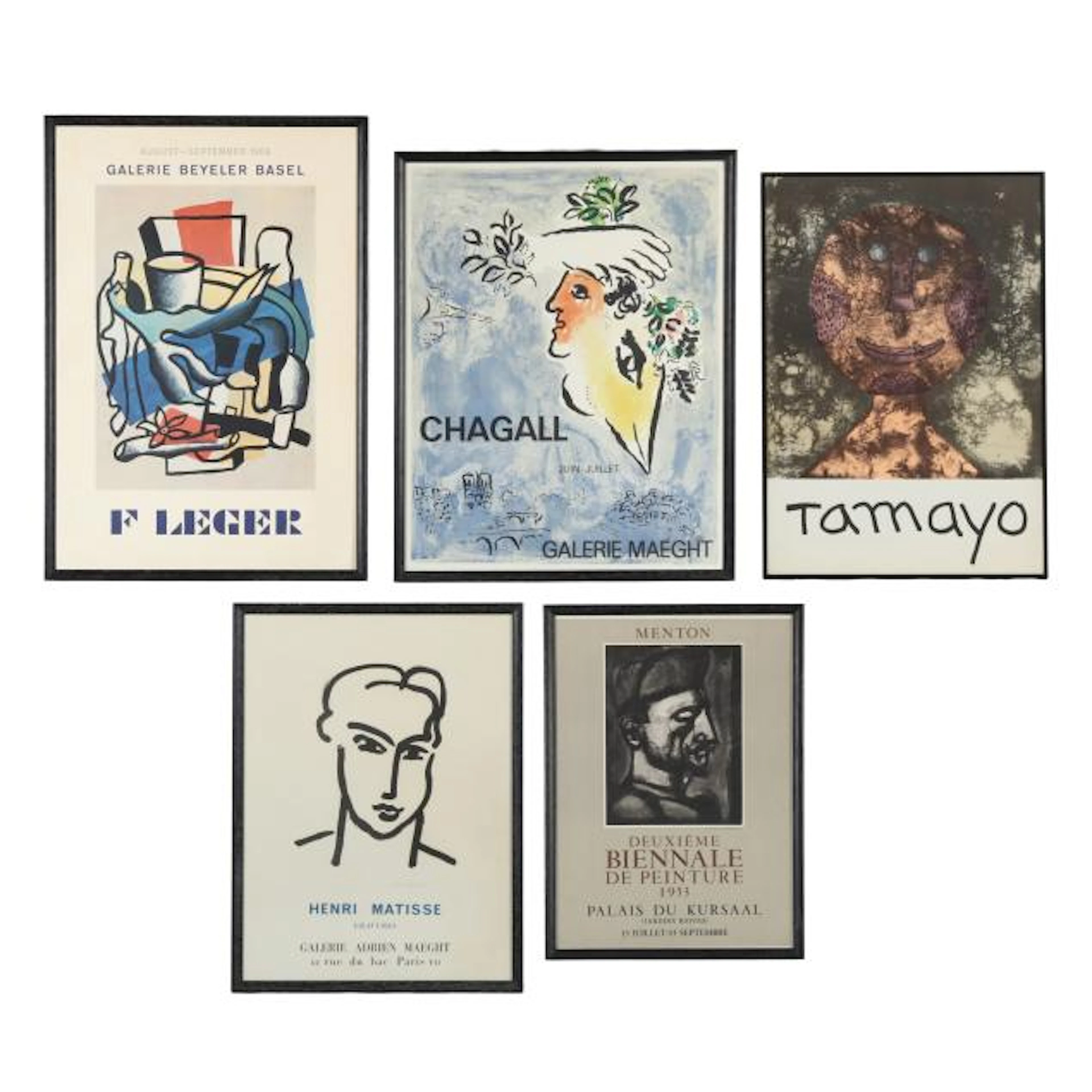 Five Framed Modernist Exhibition Posters