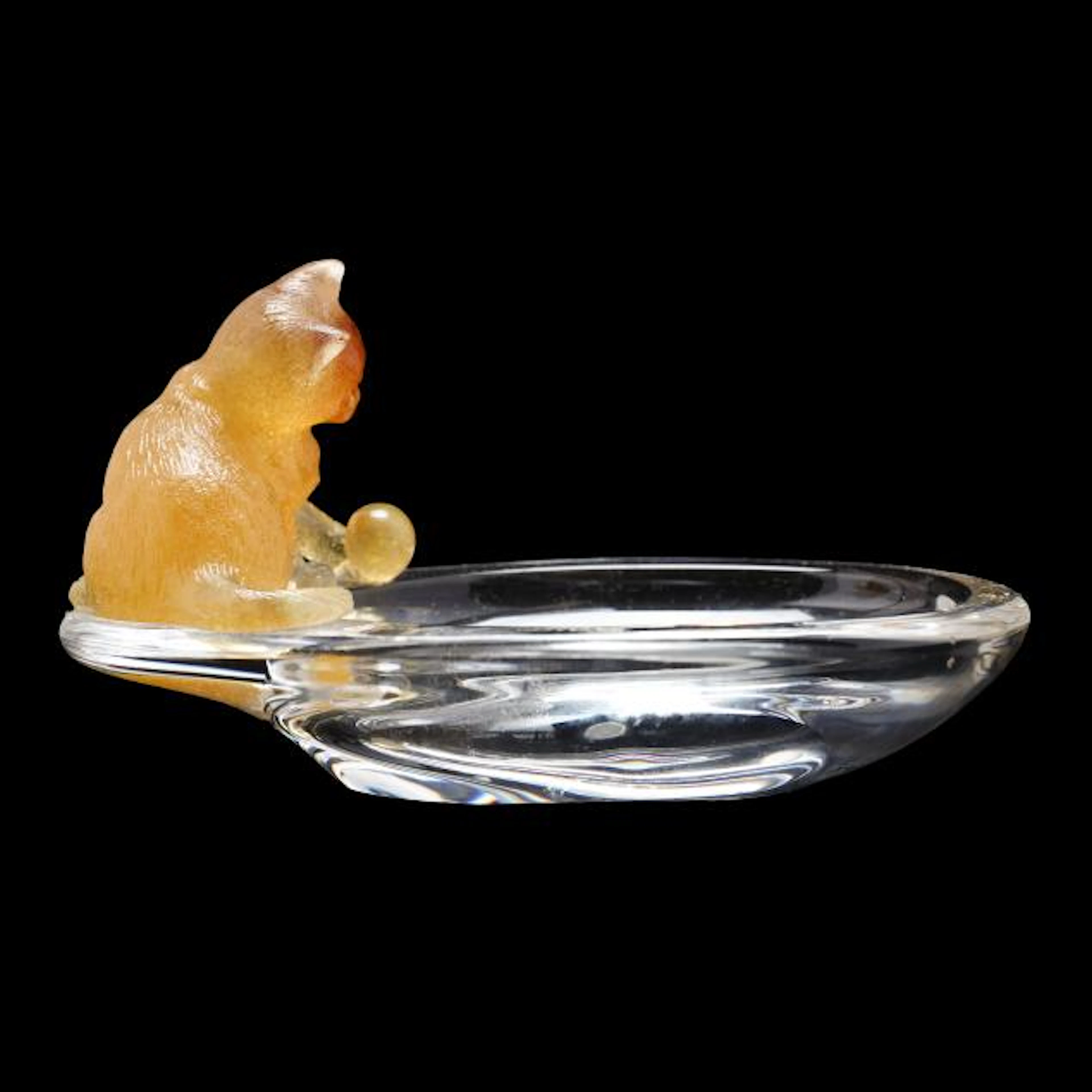 Daum, Cat and Ball Crystal Dish
