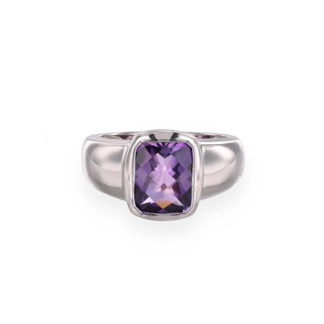 White Gold and Amethyst Ring