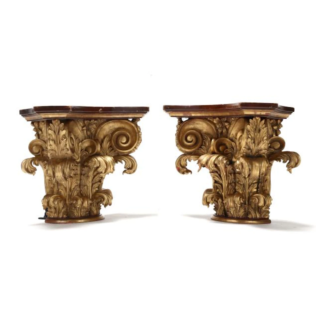 Maitland-Smith, Pair of Corinthian Form Wall Brackets