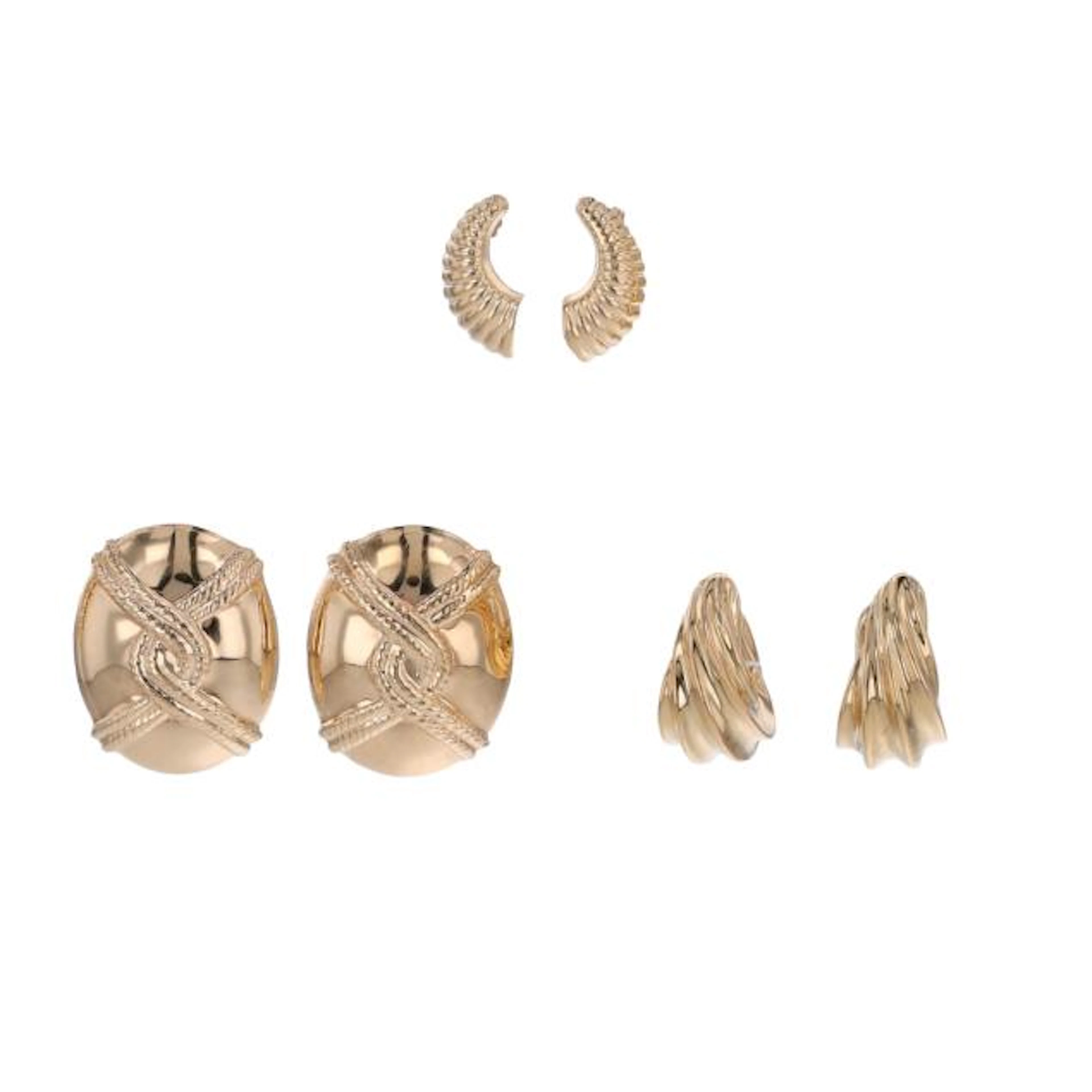 Three Pairs of Gold Earrings
