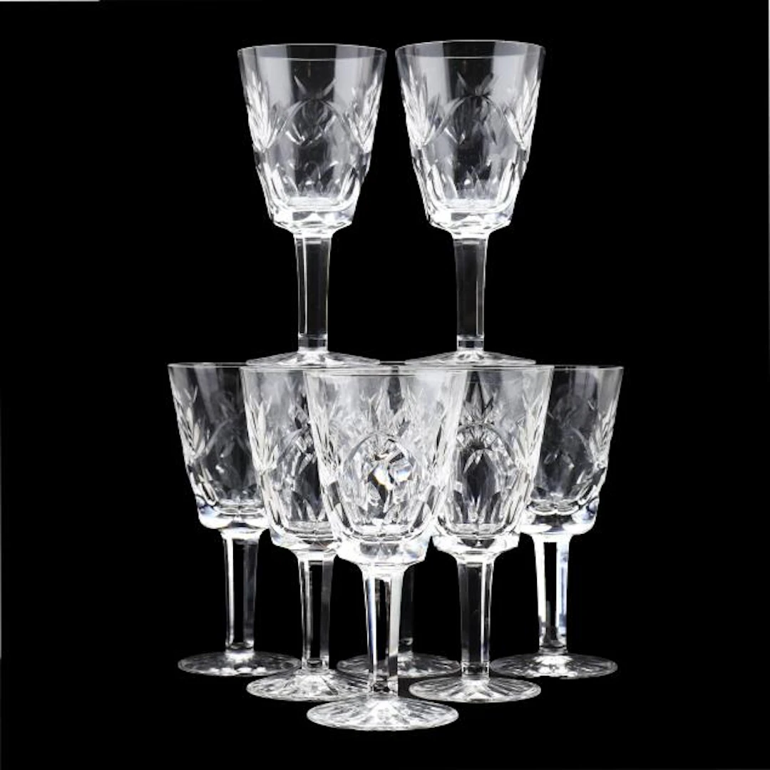 Set of Eight Waterford, Ashling Crystal Wine Stems