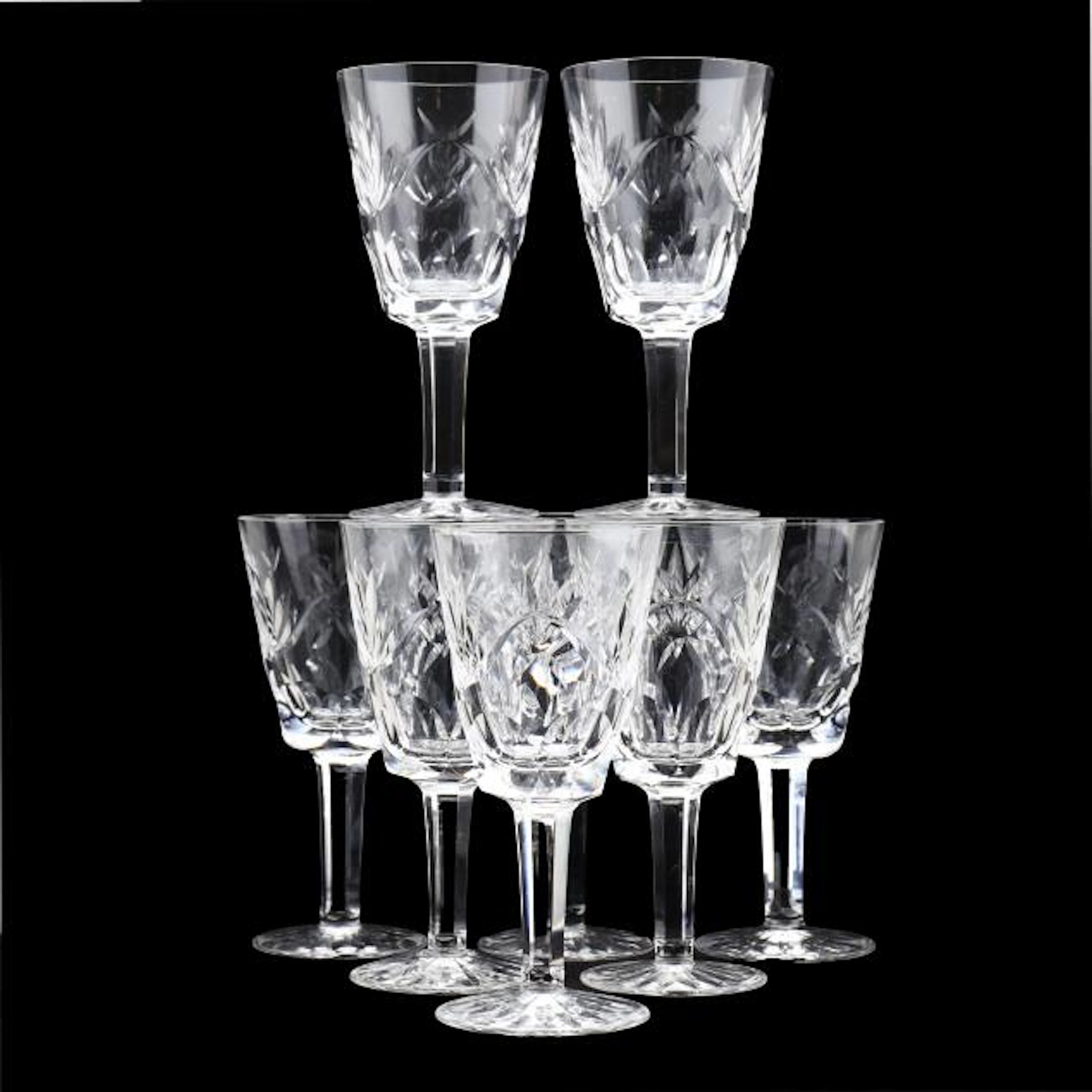 Set of Eight Waterford, Ashling Crystal Wine Stems