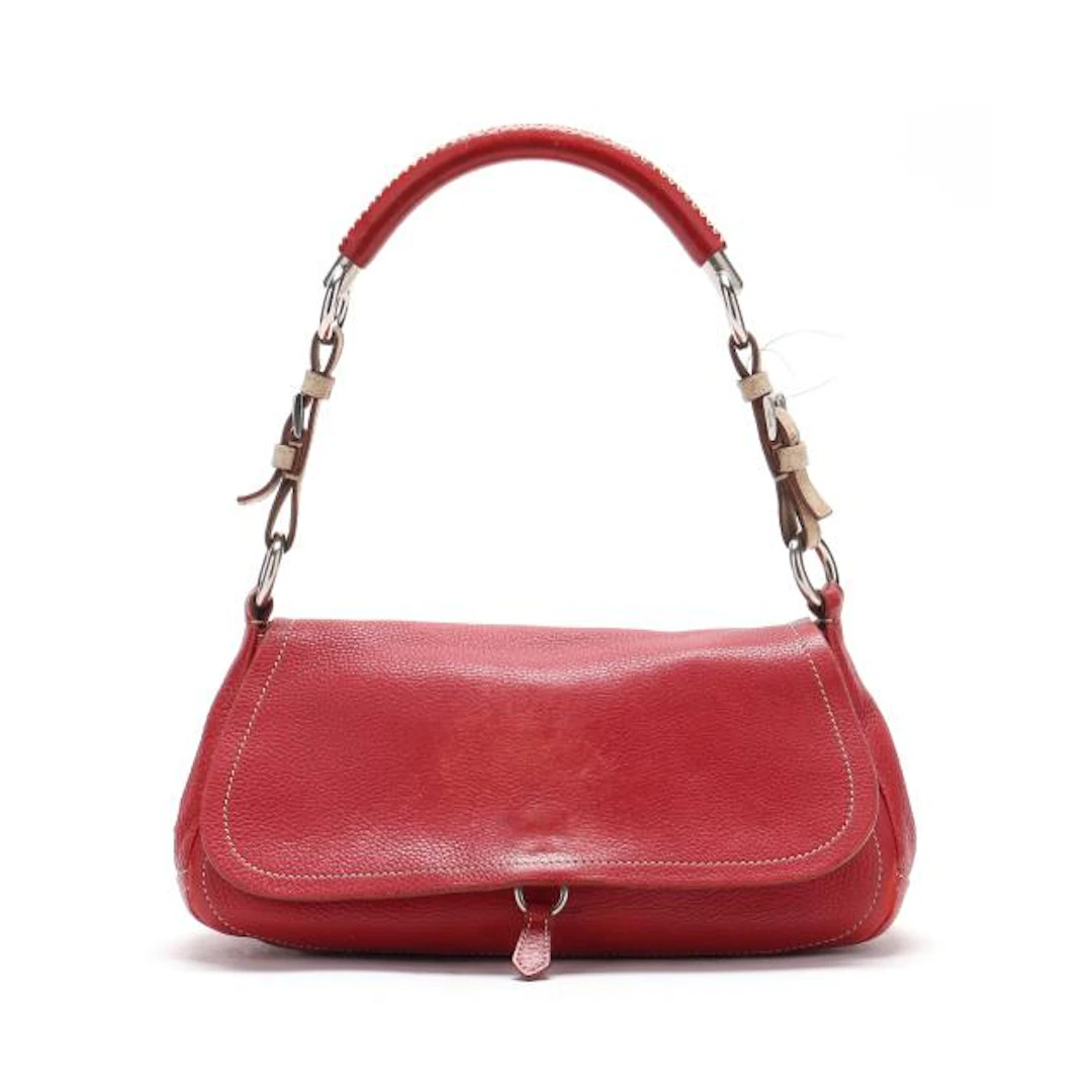 Red Leather Vitello Diano Shoulder Bag, Prada