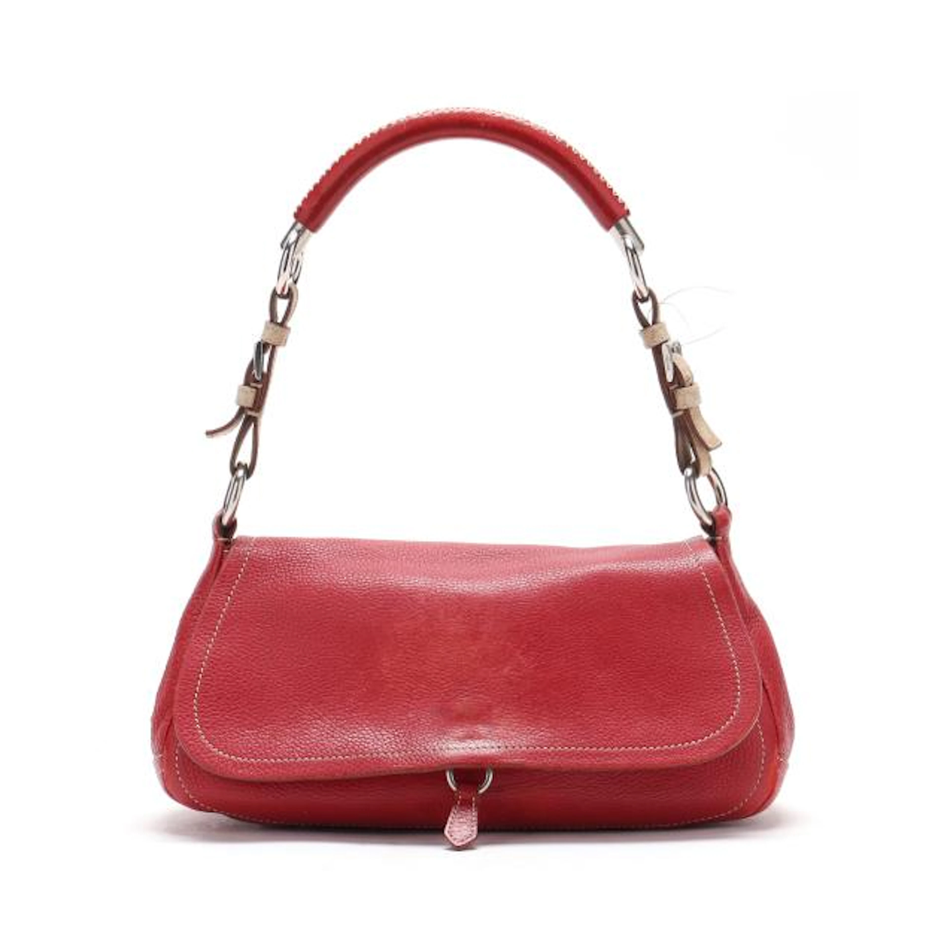Red Leather Vitello Diano Shoulder Bag, Prada