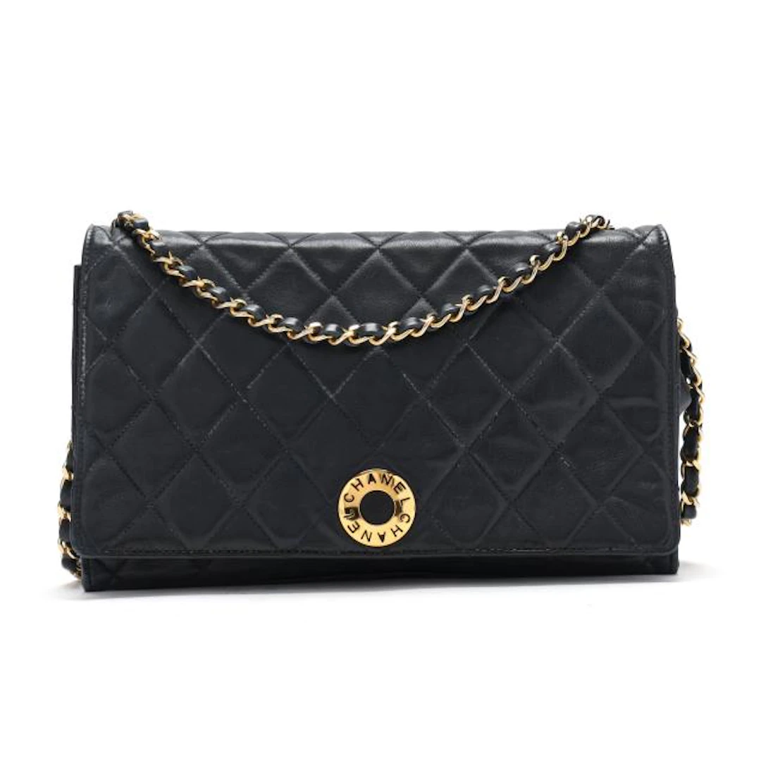 Vintage Black Quilted Leather Flap Bag, Chanel