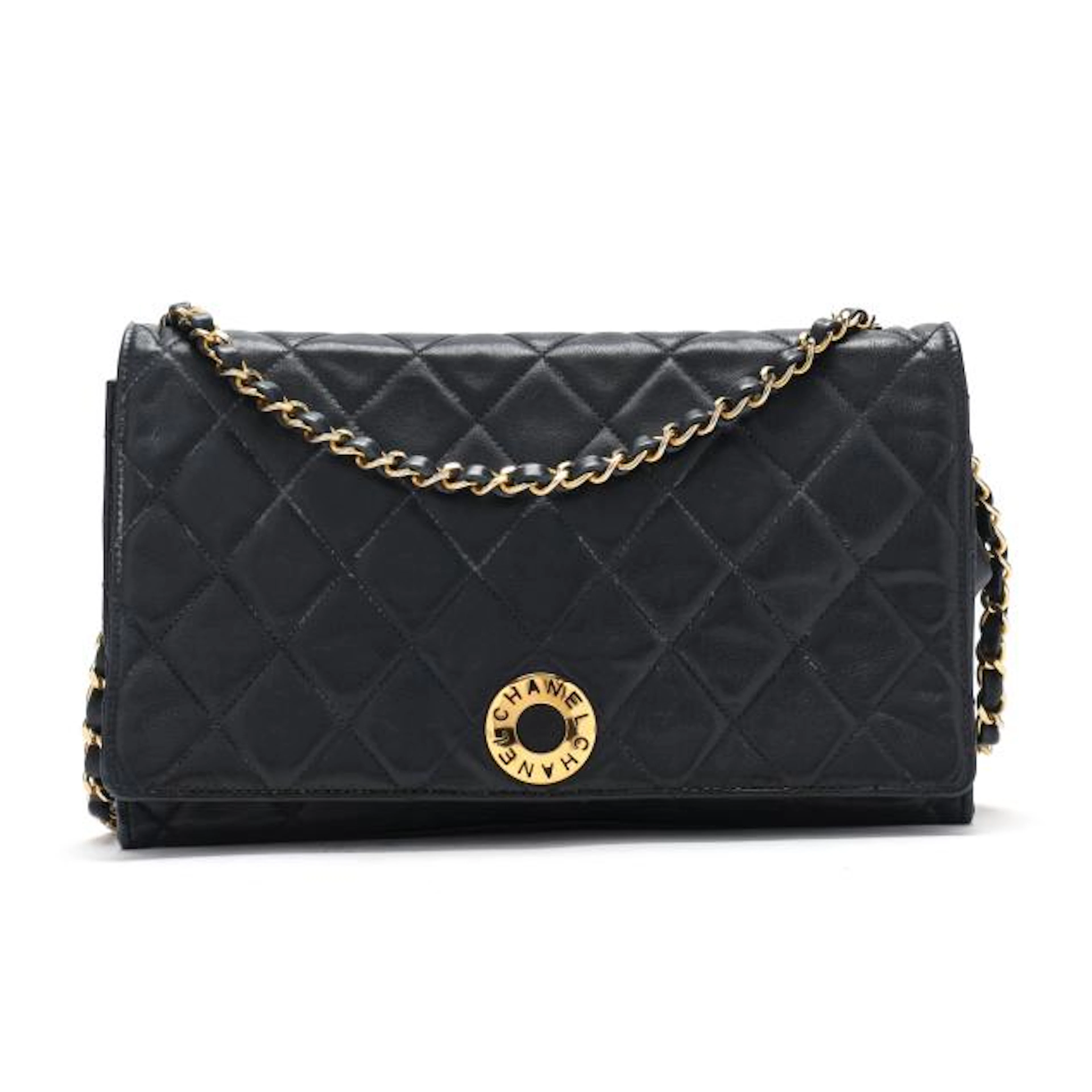 Vintage Black Quilted Leather Flap Bag, Chanel