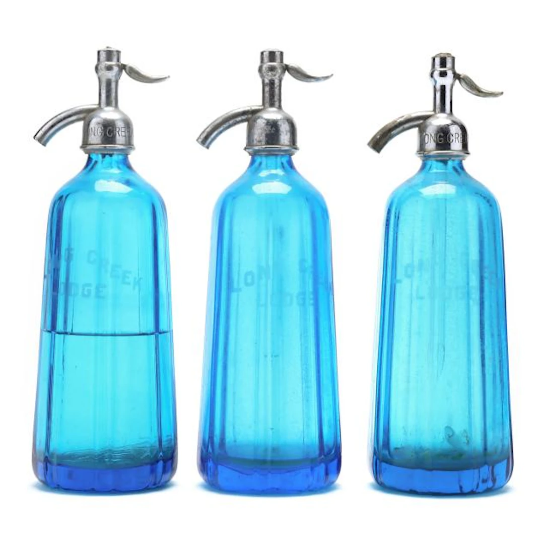 Three Vintage Selzer Bottles Advertising Long Creek Lodge