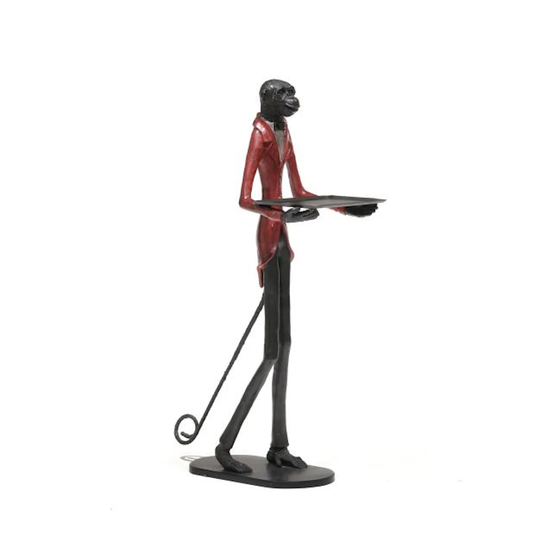 Iron Monkey Butler Statue with Tray