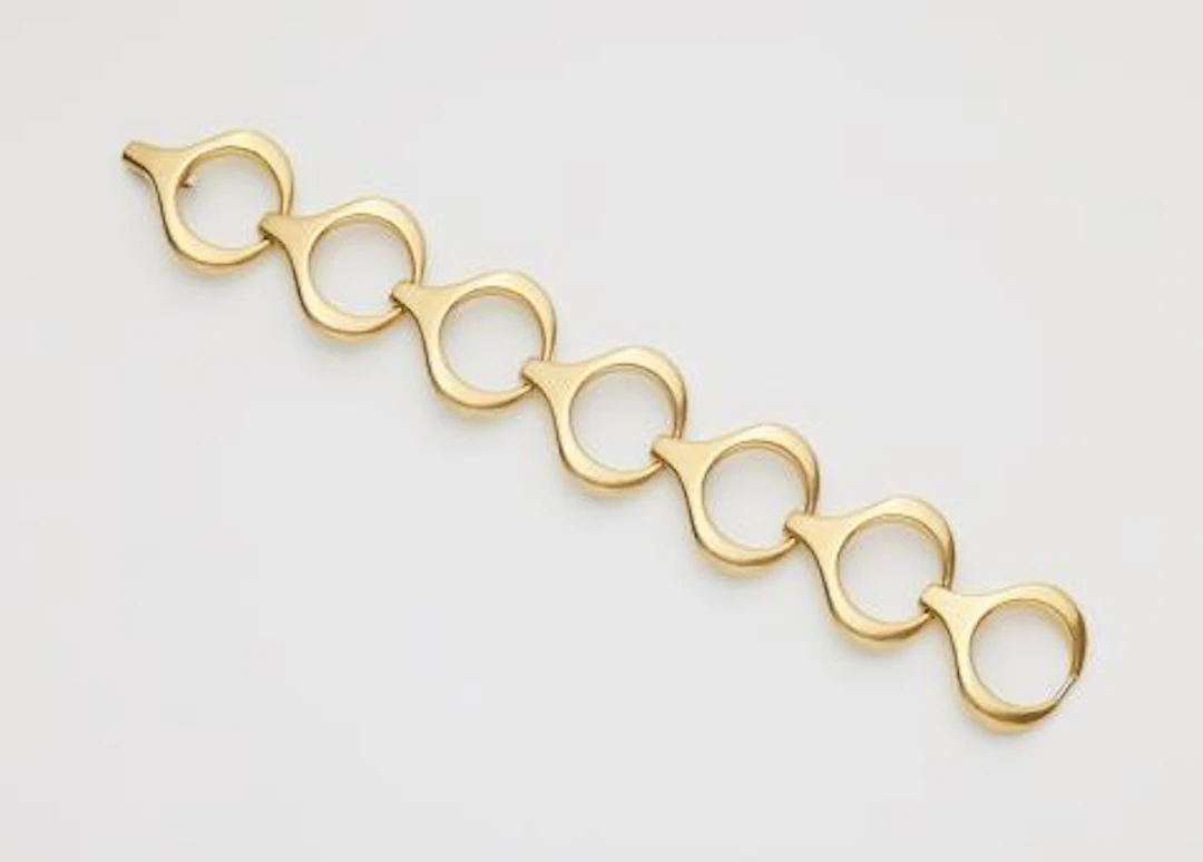A German hand-forged 18k gold chain bracelet.