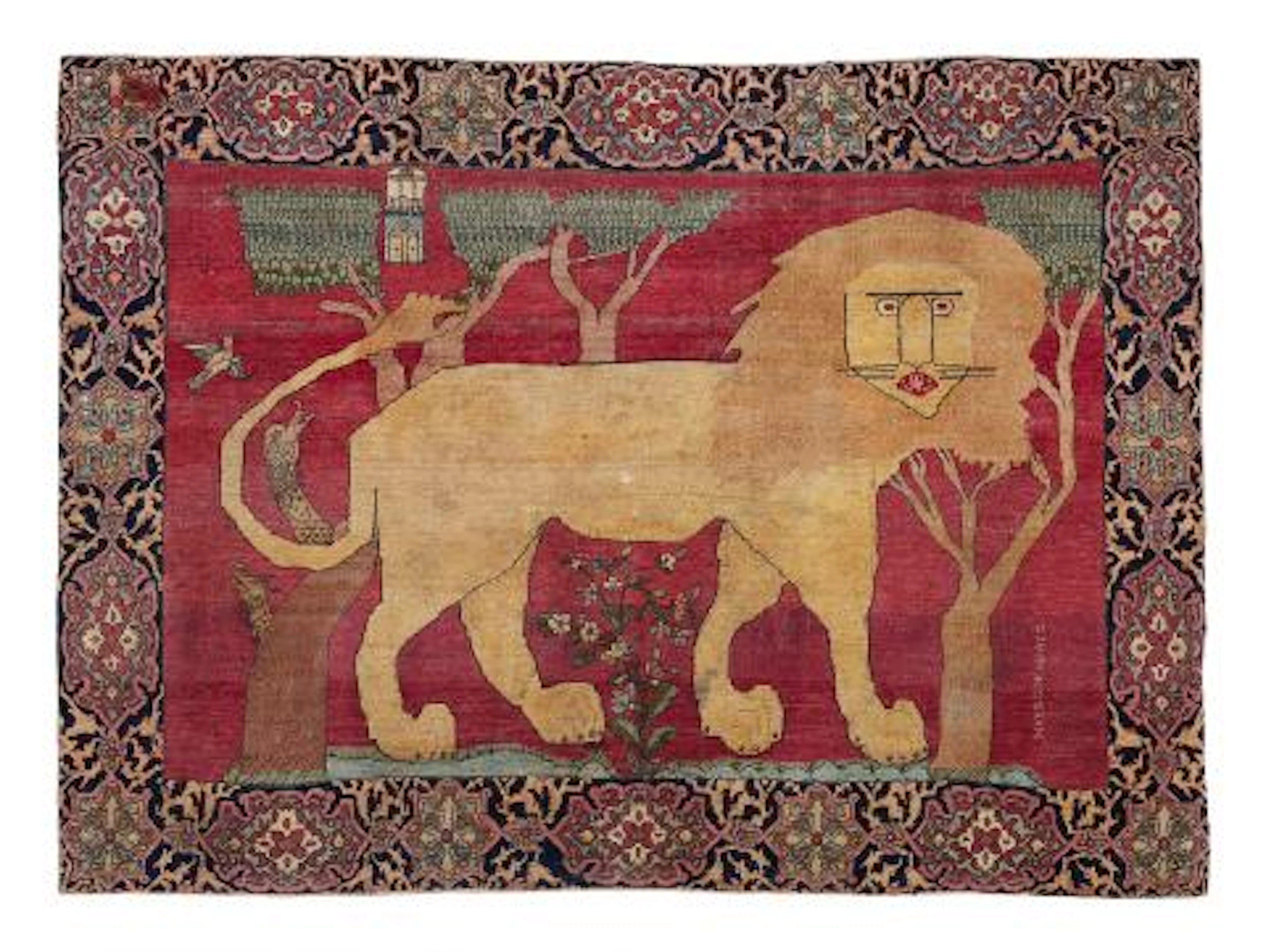 An Iranian lion carpet