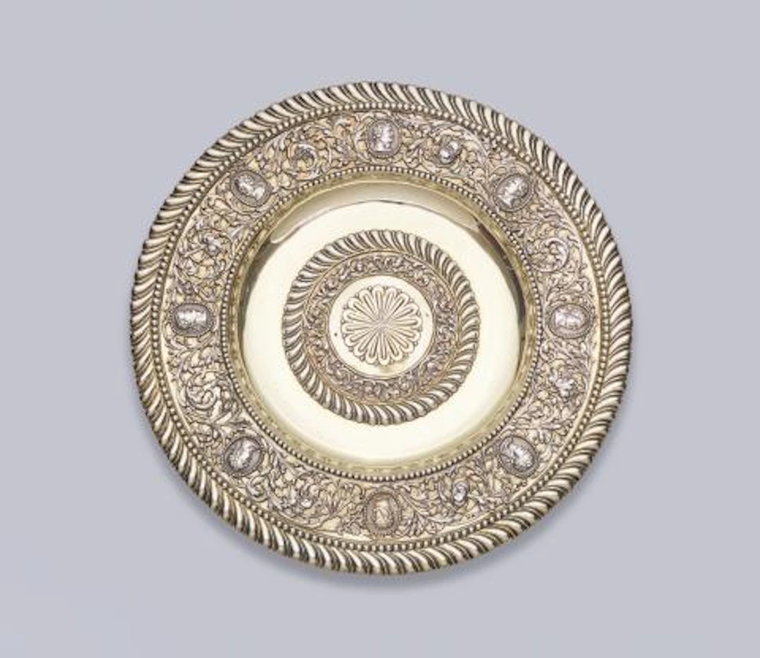An important Augsburg parcel-gilt silver rosewater bowl