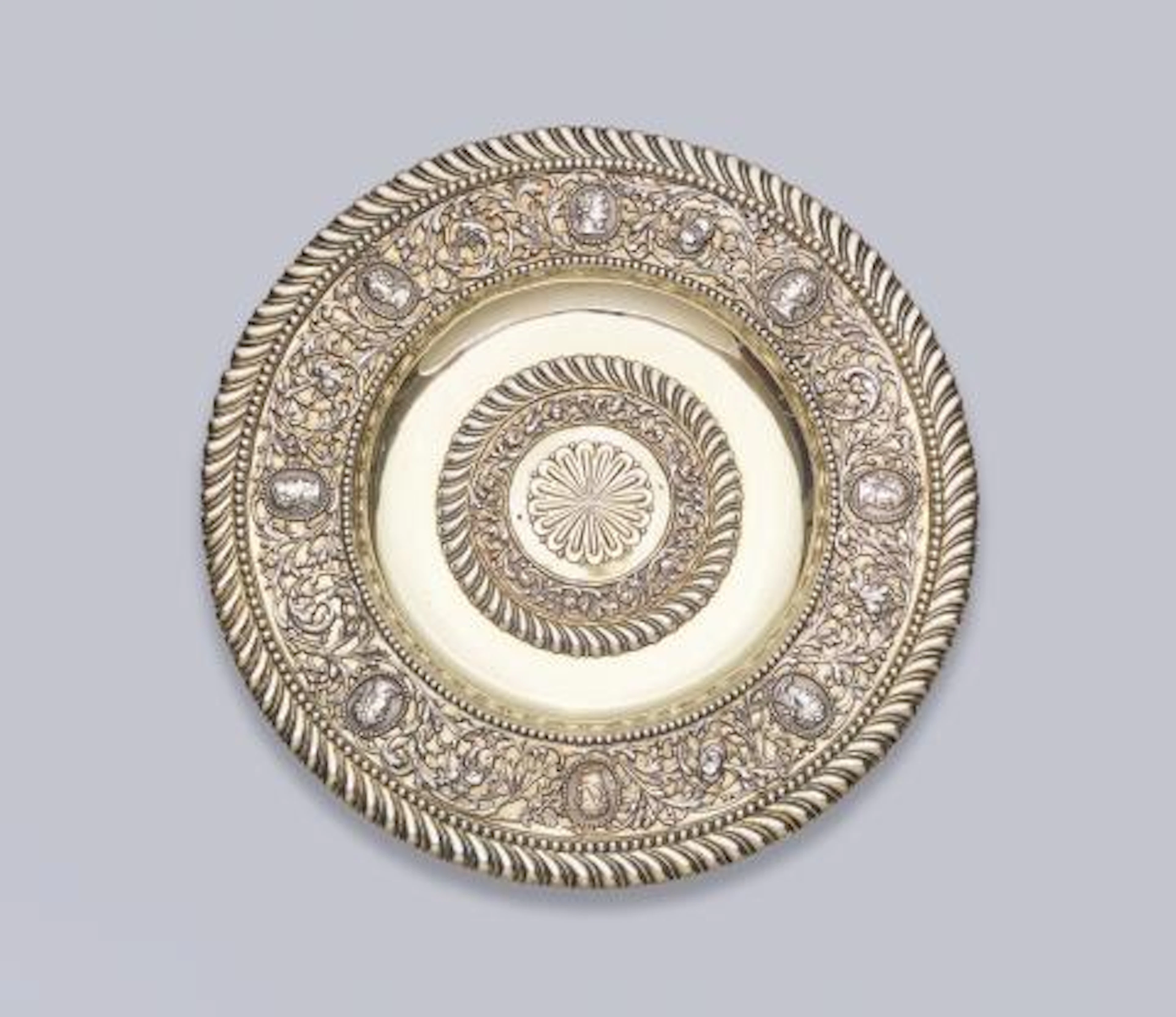 An important Augsburg parcel-gilt silver rosewater bowl