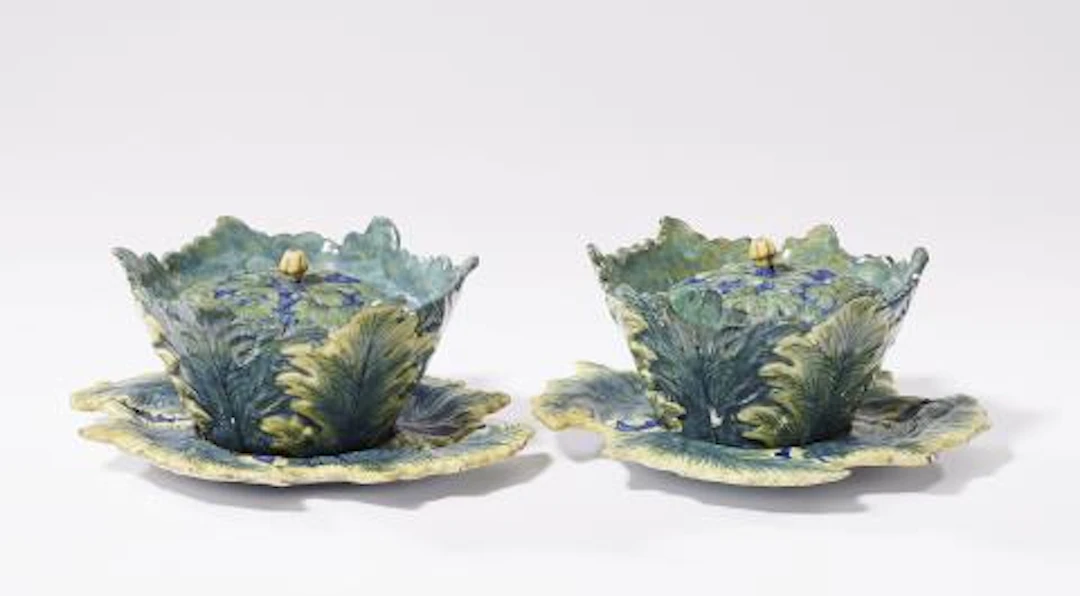 Two Dutch Delft faience trompe l'oeil tureens