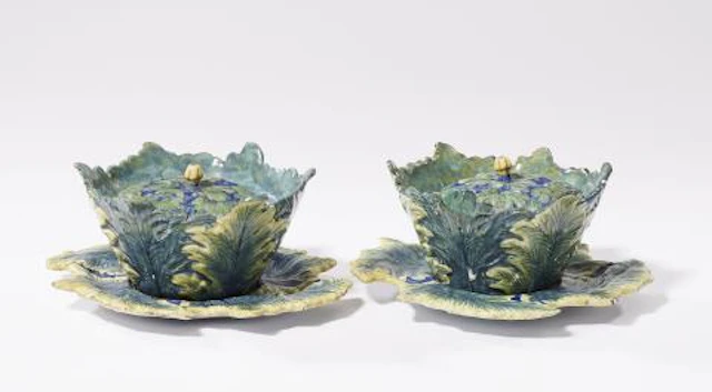 Two Dutch Delft faience trompe l'oeil tureens