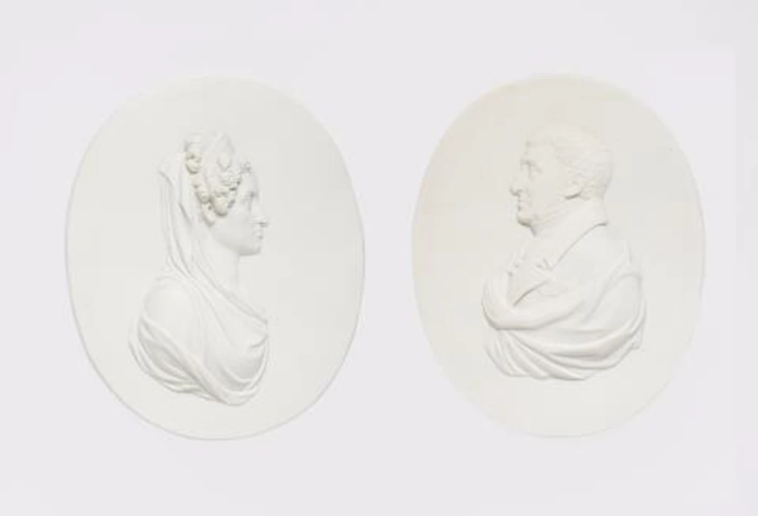 Two Meissen biscuit porcelain portrait plaques
