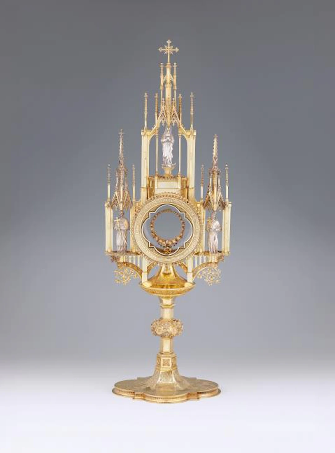 A large silver-gilt Neogothic monstrance