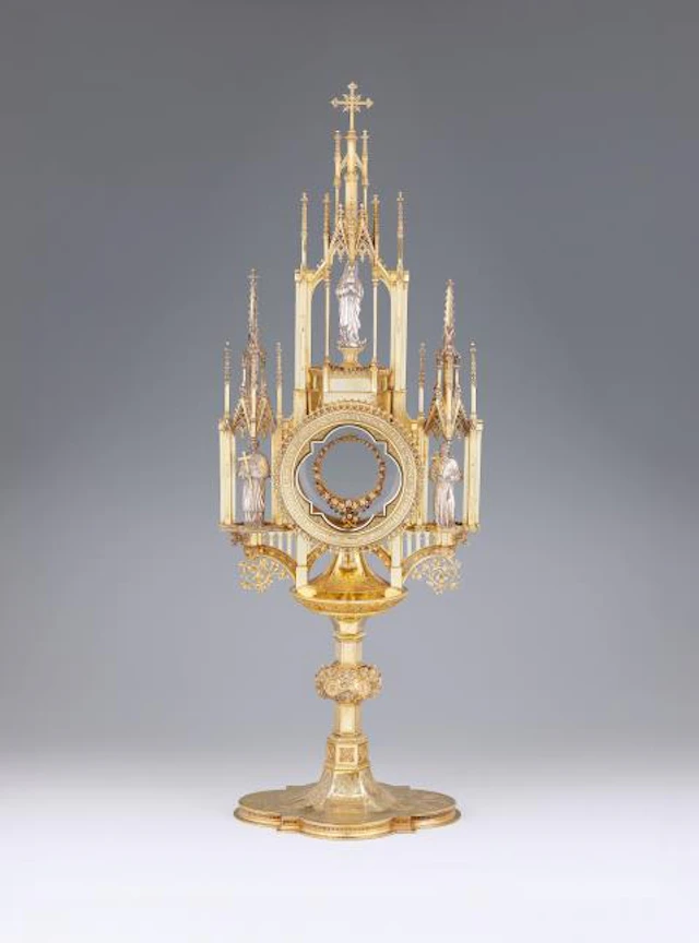 A large silver-gilt Neogothic monstrance