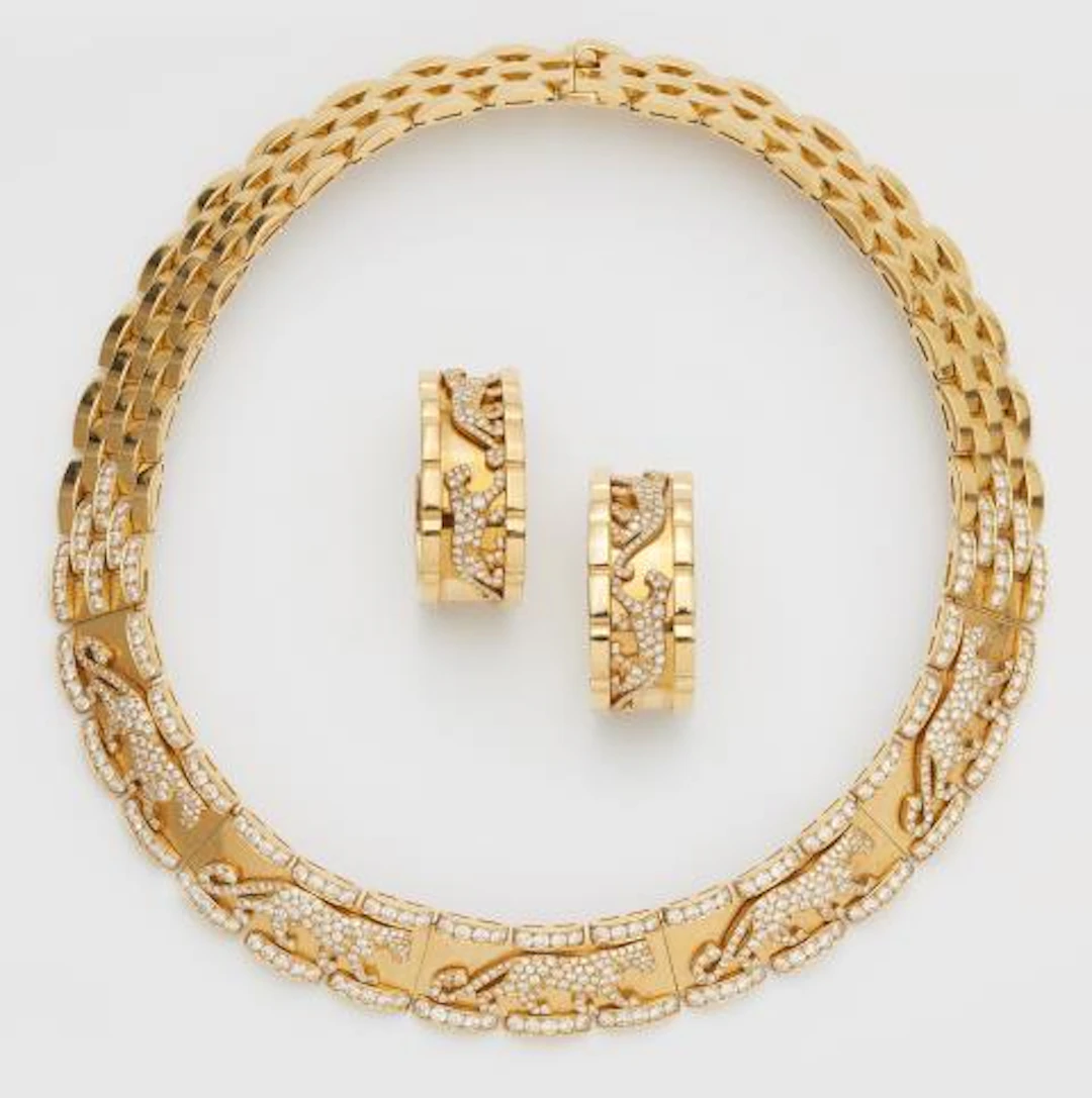 A French 18k yellow gold and diamond "Mahango Panthère" suite, composed