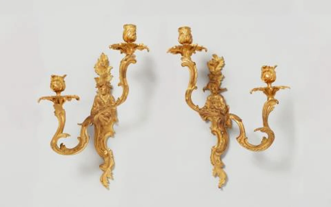 A pair of French Louis XV style ormolu appliques