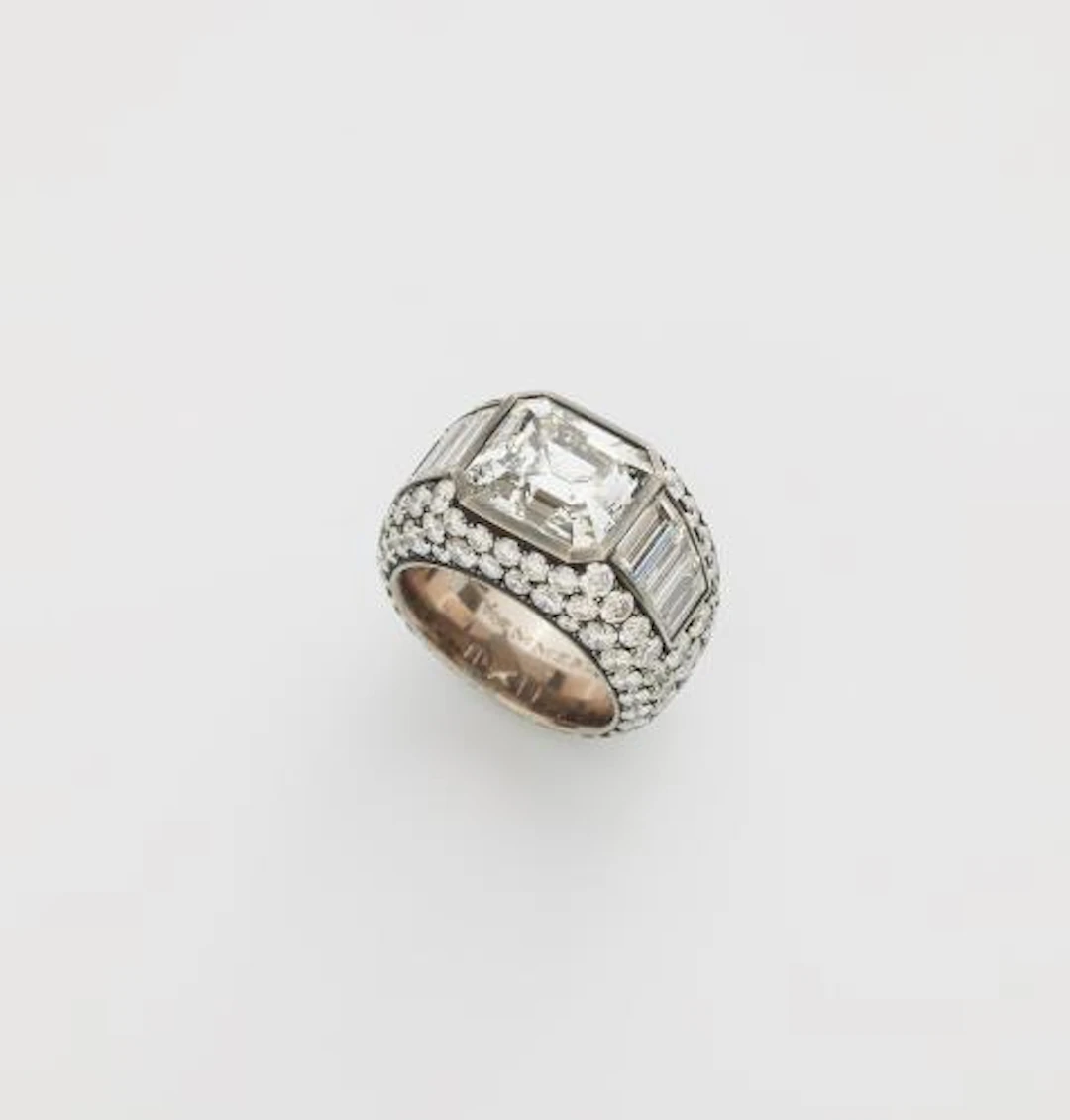A custom made 18k white gold blackened Sterling silver and diamond