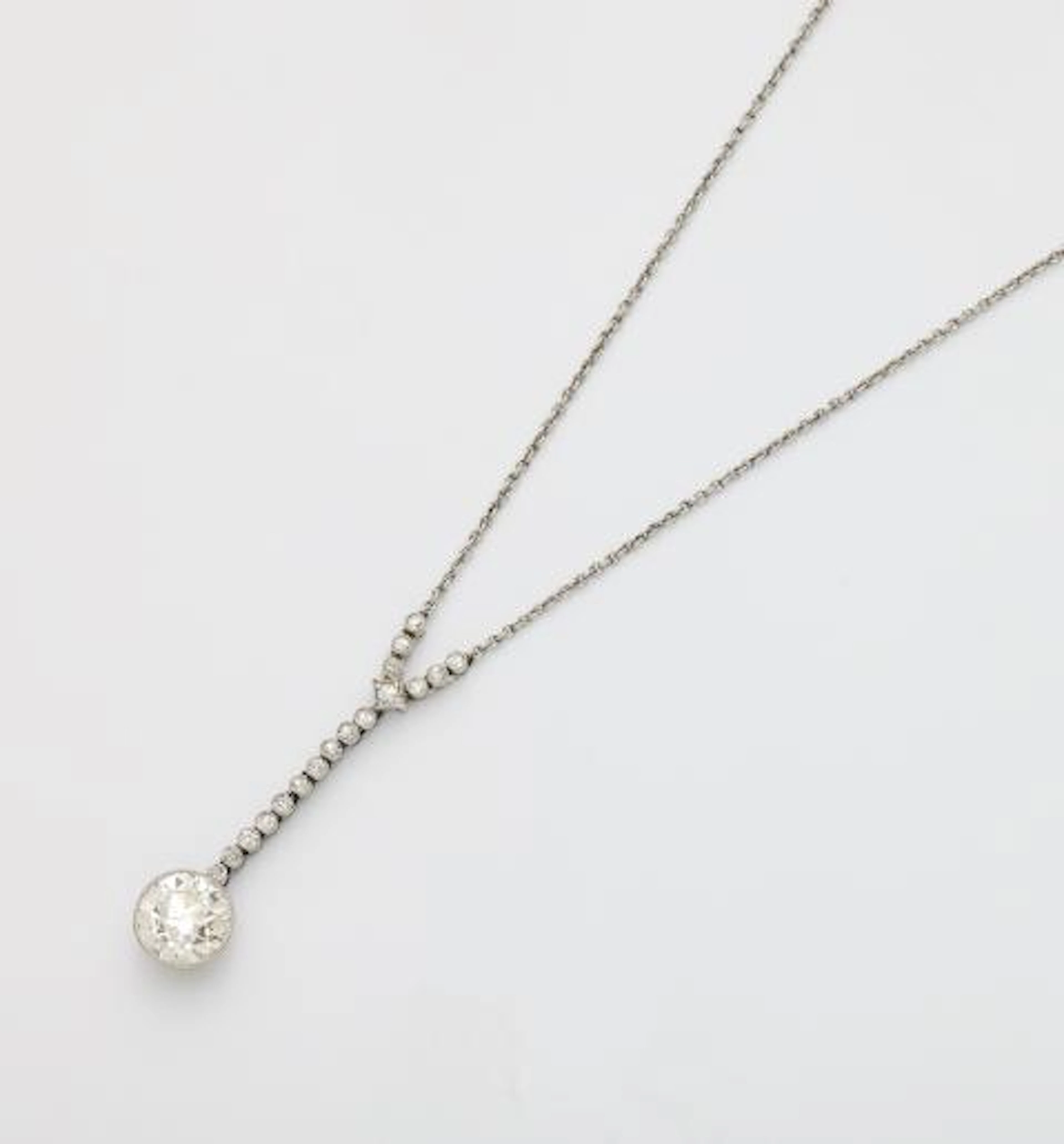 A 14k white gold and diamond Belle Epoque necklace with an European