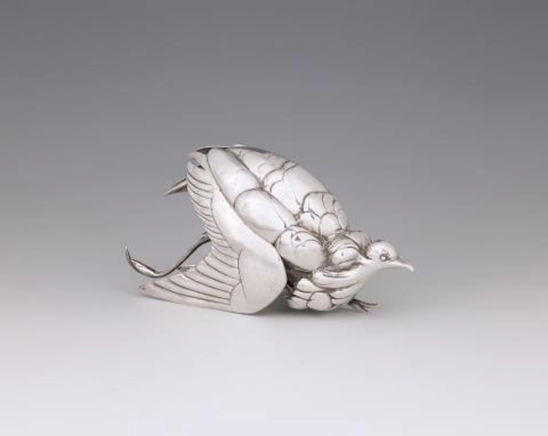 A silver figure of a young ostrich by Buccellati