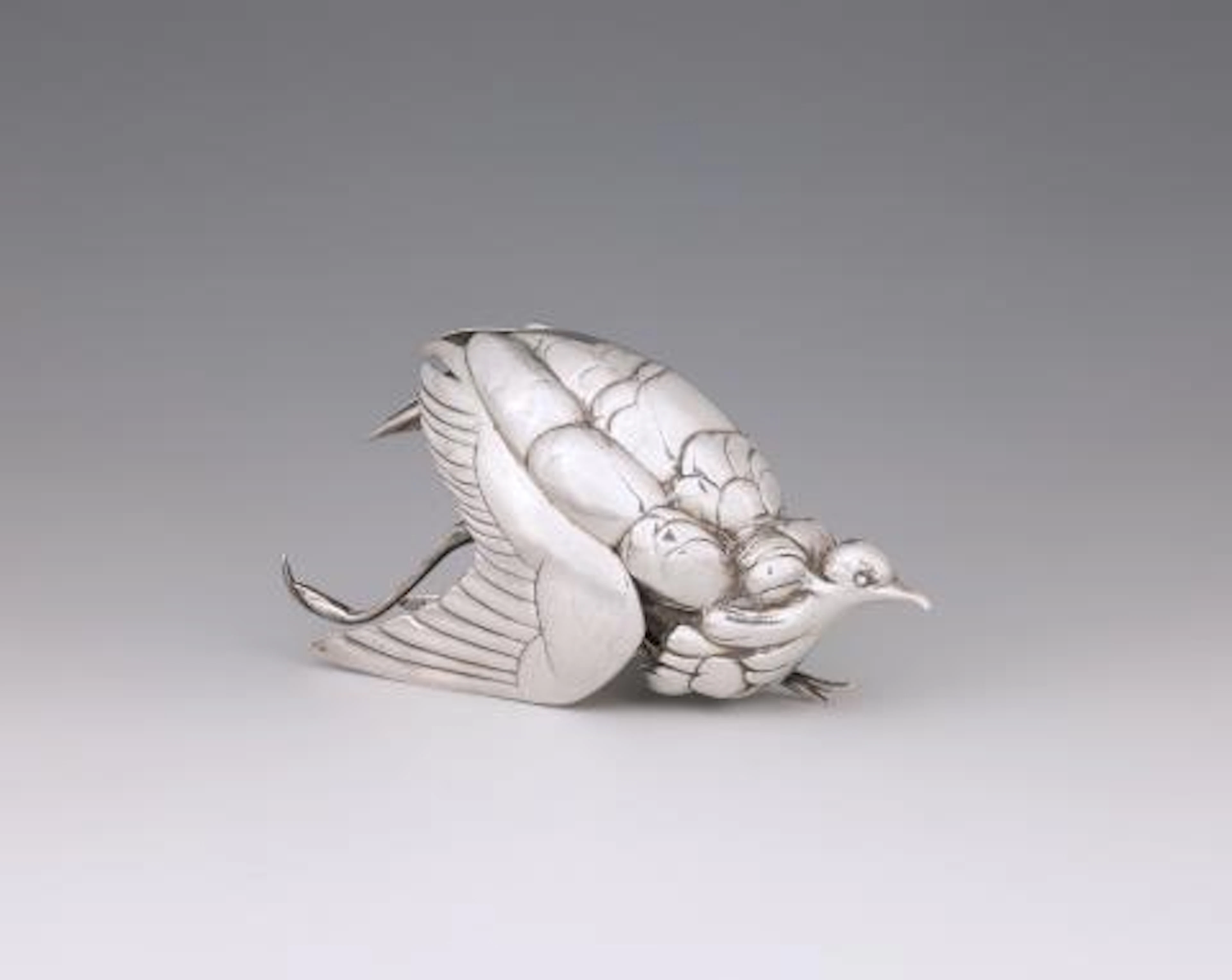 A silver figure of a young ostrich by Buccellati