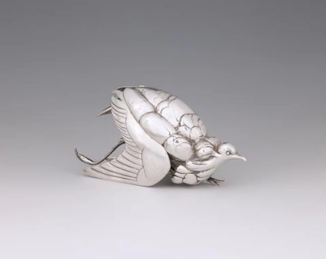 A silver figure of a young ostrich by Buccellati