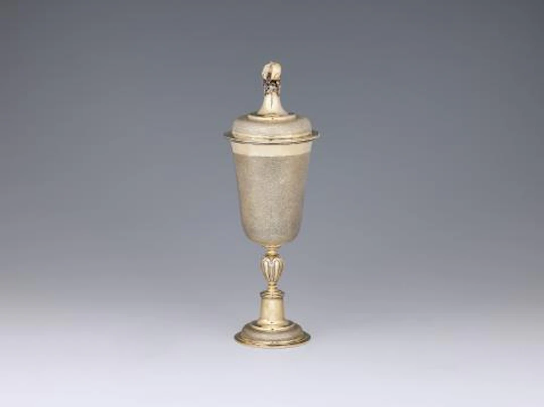 A Baroque parcel-gilt silver goblet and cover with snakeskin decor