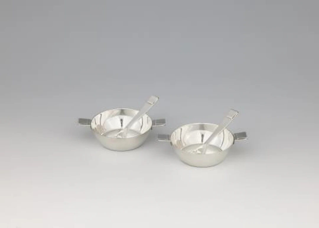 A pair of silver salts and spoons no. 66400 by Bernhard Hoetger