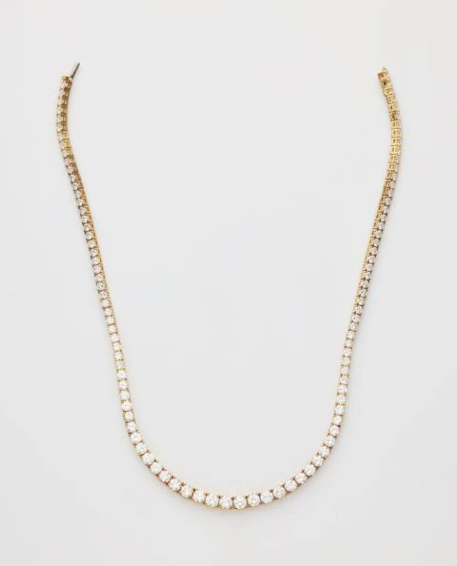 An 18k white gold and brilliant-cut diamond rivière necklace.