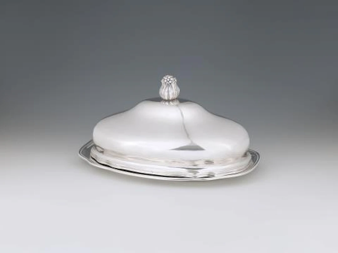 From the Dresden Court Silver Oval dish with a warming cloche
