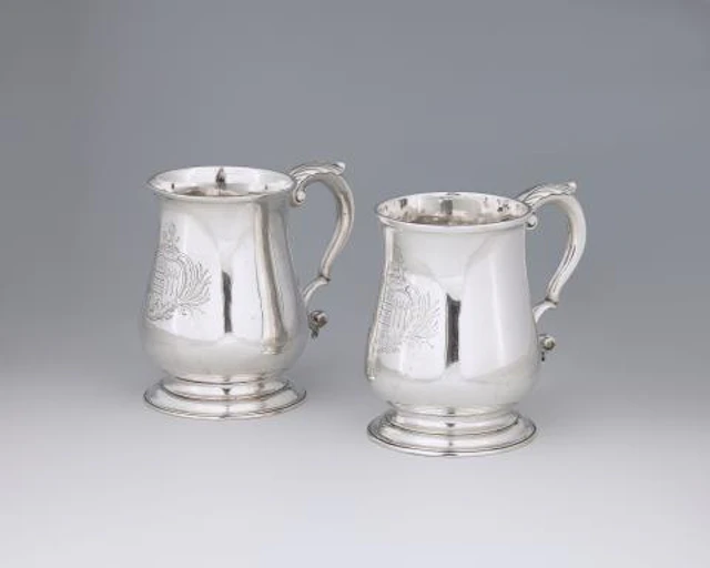 Two George II silver mugs