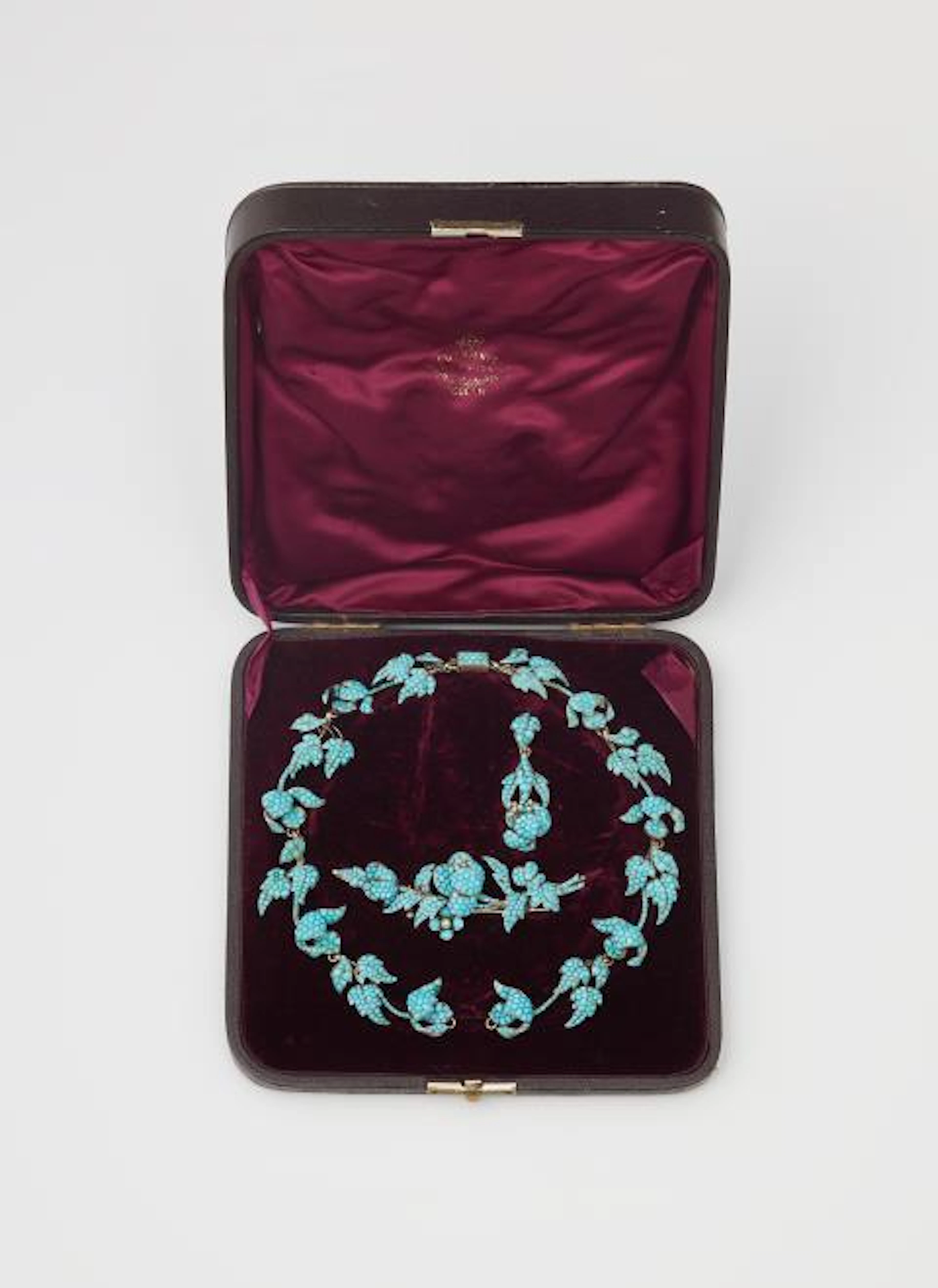Parts of a late 19th century silver and turquoise suite comprising