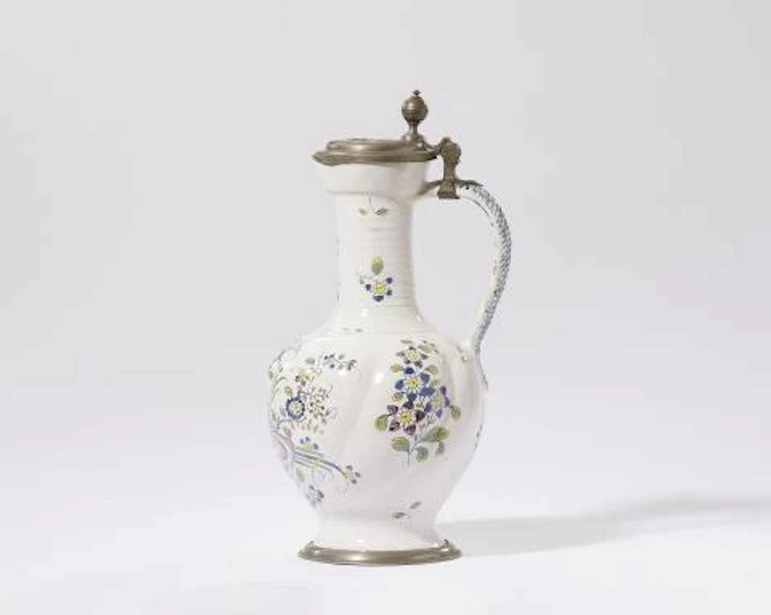 A German faience jug with Oriental flower decor
