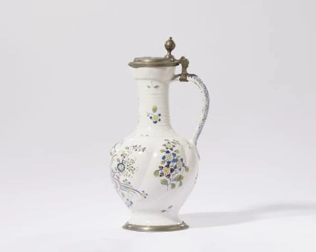 A German faience jug with Oriental flower decor