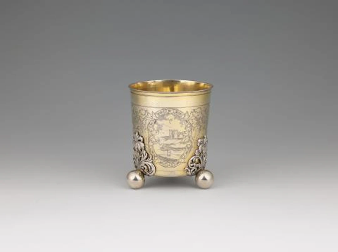 An Augsburg parcel-gilt silver beaker