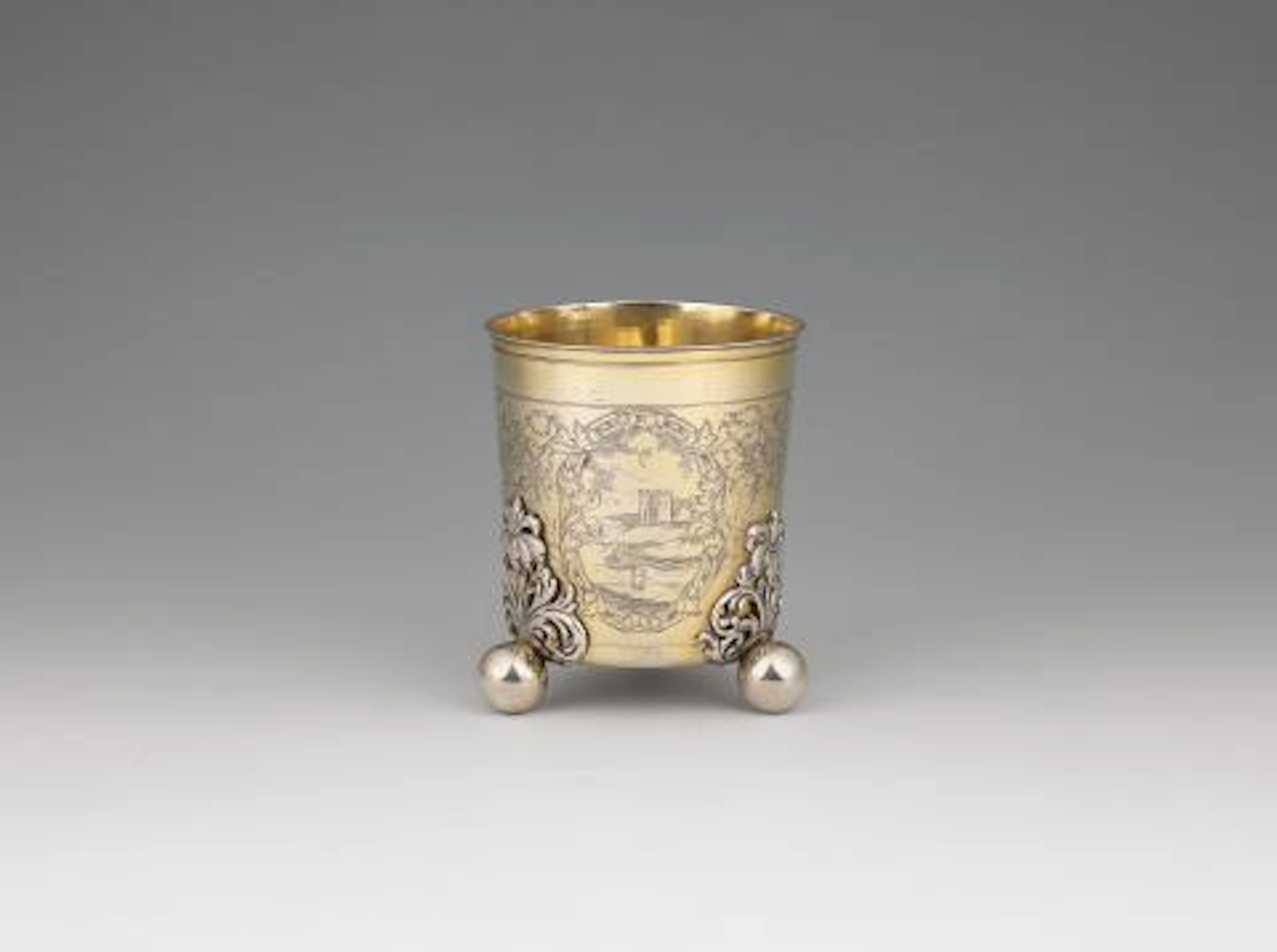 An Augsburg parcel-gilt silver beaker