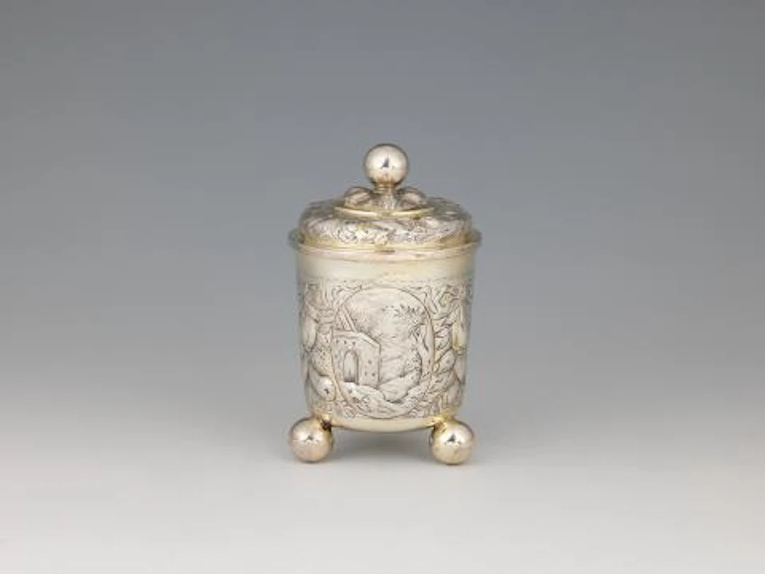 A Leipzig parcel-gilt silver beaker