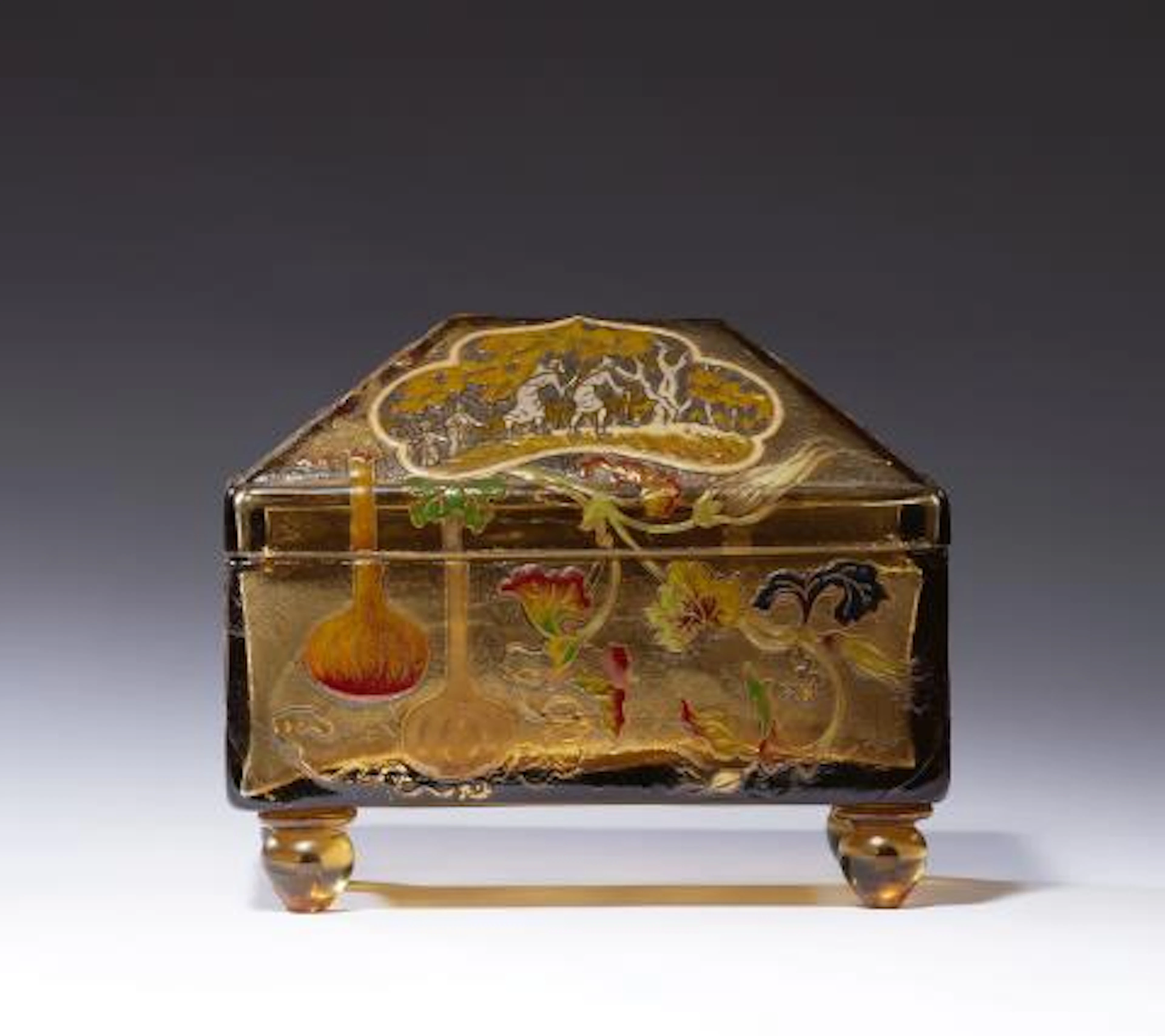 A rare glass box "coffret" by Emile Gallé (1846 - 1904)